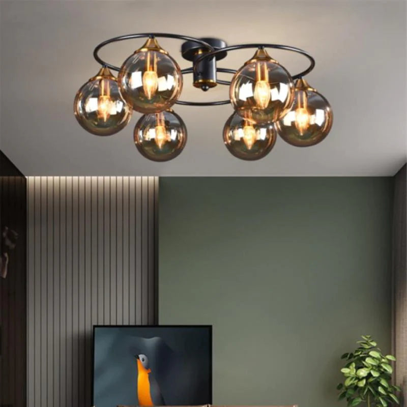 Valentina Denkenleuchte Nodic LED  Kugel Schwarz Ess/Wohnzimmer Glas