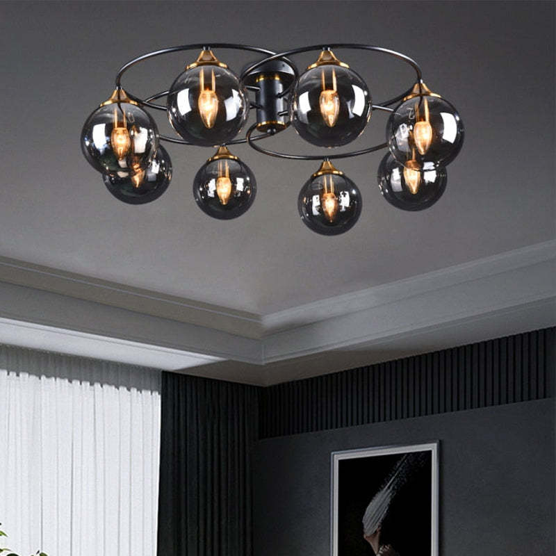 Valentina Denkenleuchte Nodic LED  Kugel Schwarz Ess/Wohnzimmer Glas
