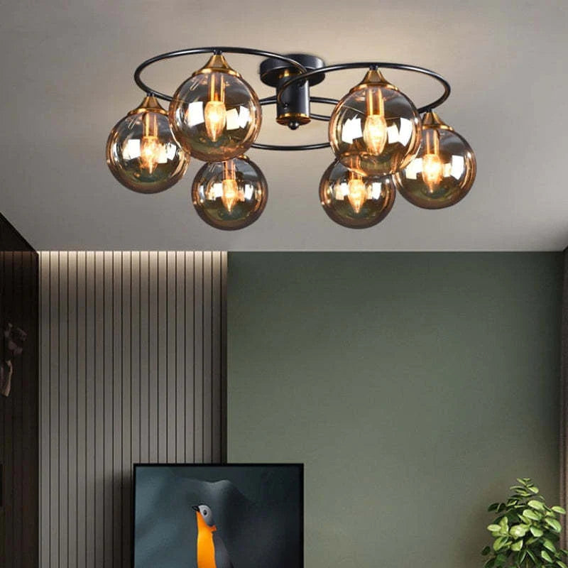 Valentina Denkenleuchte Nodic LED  Kugel Schwarz Ess/Wohnzimmer Glas