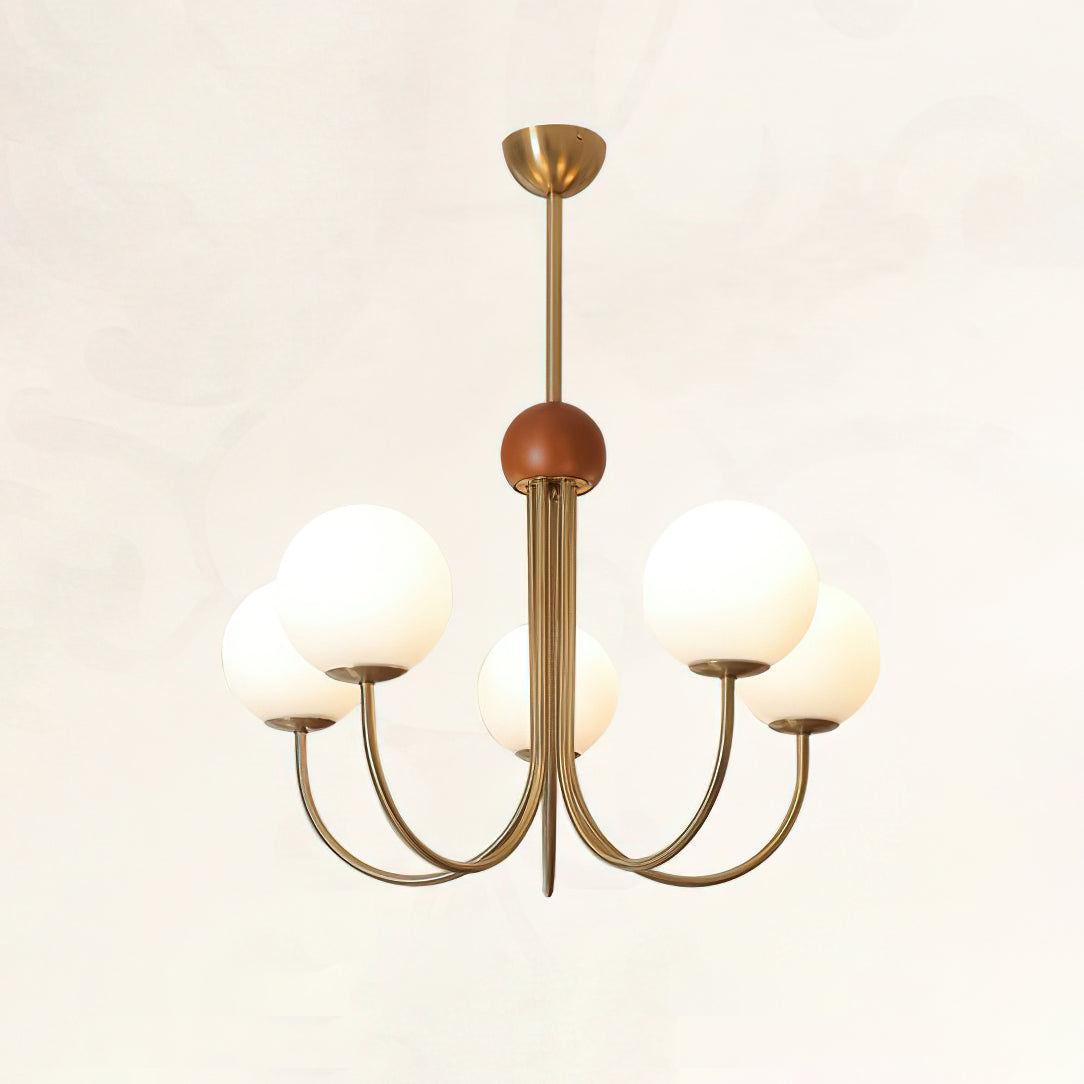 Candil Moderner Messing- und Glaskugel-Kronleuchter-Letslighting