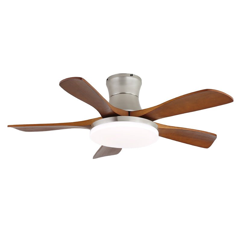 Elara Moderner Deckenventilator mit Licht aus Messing und Holz