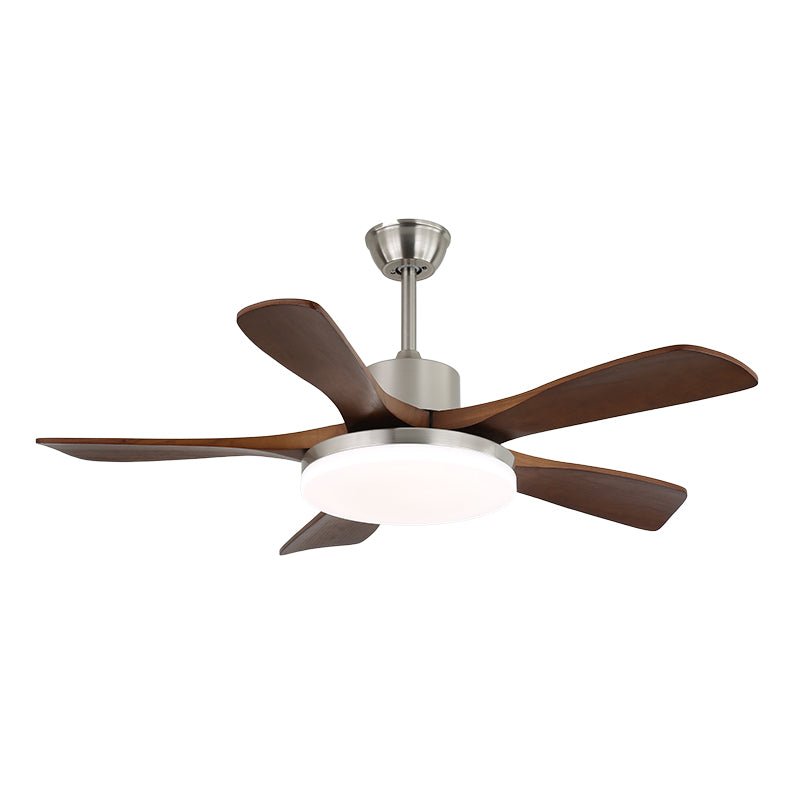 Elara Moderner Deckenventilator mit Licht aus Messing und Holz
