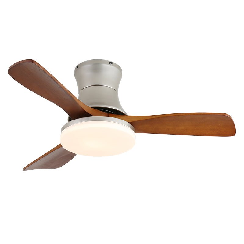 Elara Moderner Deckenventilator mit Licht aus Messing und Holz