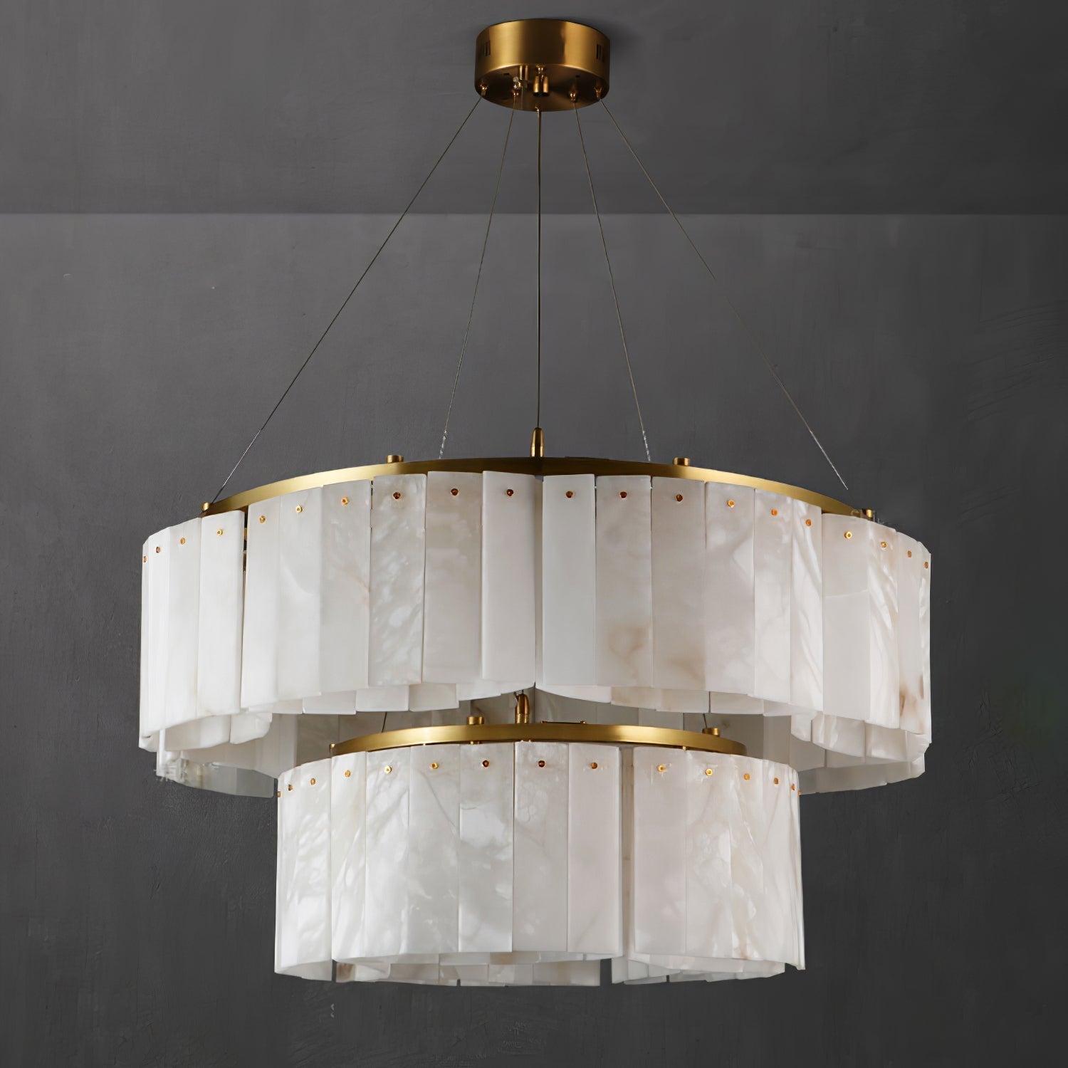Ilveliel Double Tier Alabaster Pendant Light Chandelier - Neutralighting
