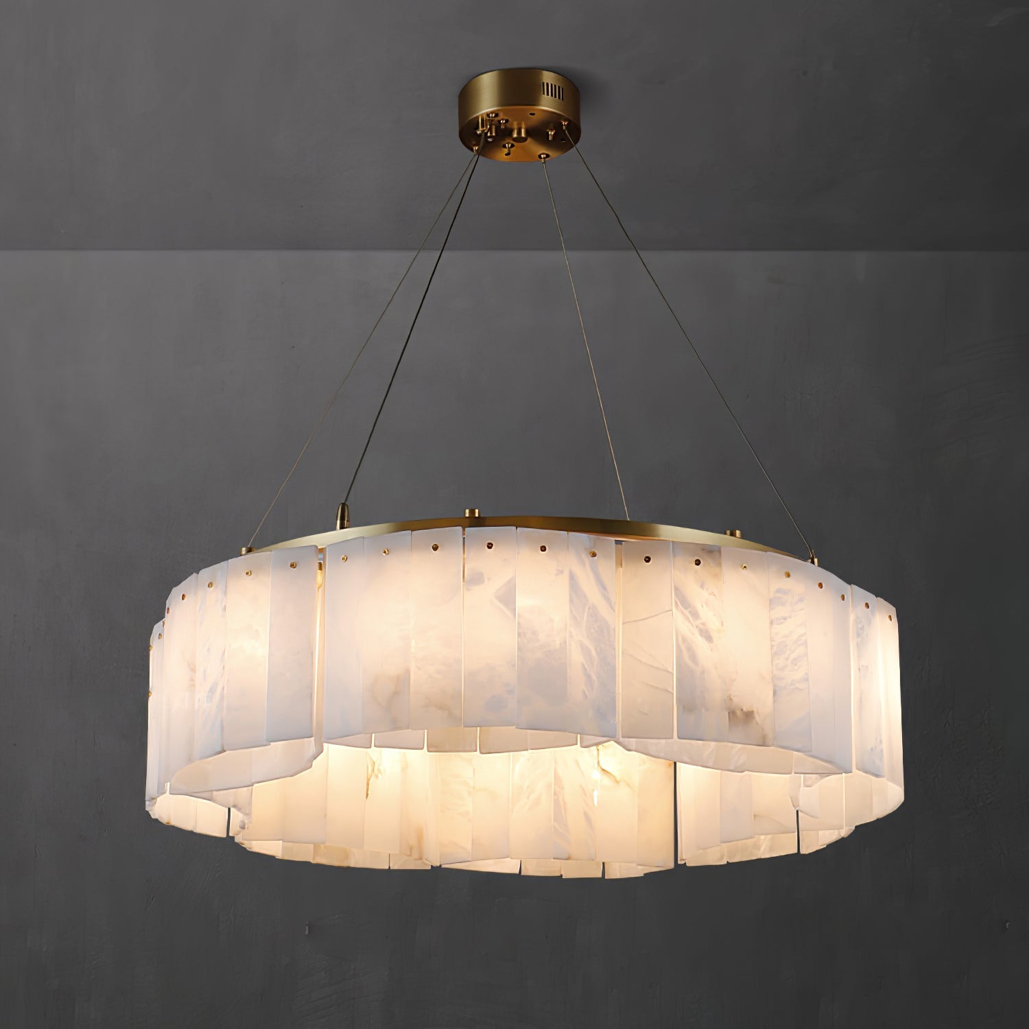 Ilveliel Double Tier Alabaster Pendant Light Chandelier - Neutralighting