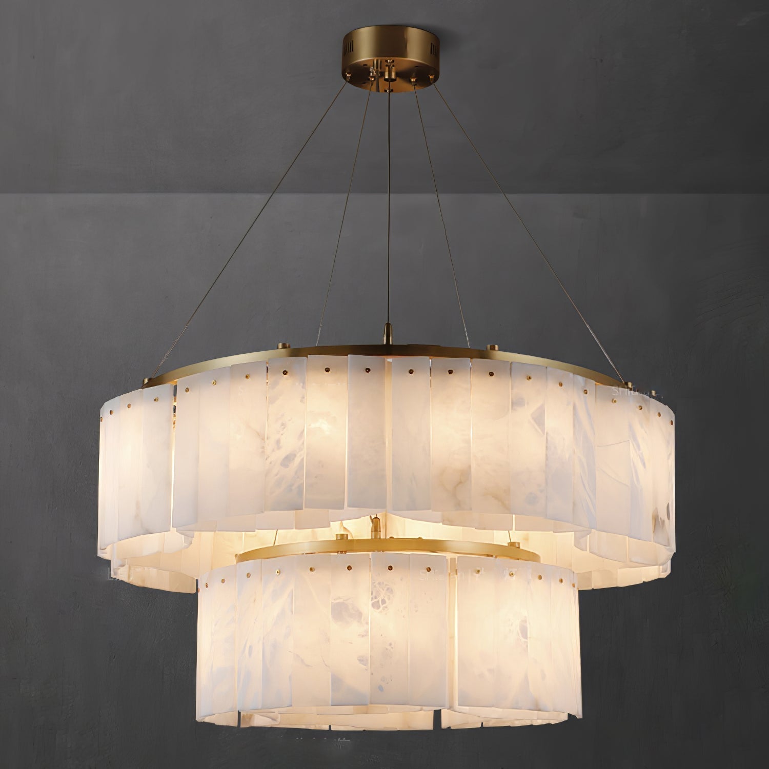 Ilveliel Double Tier Alabaster Pendant Light Chandelier - Neutralighting