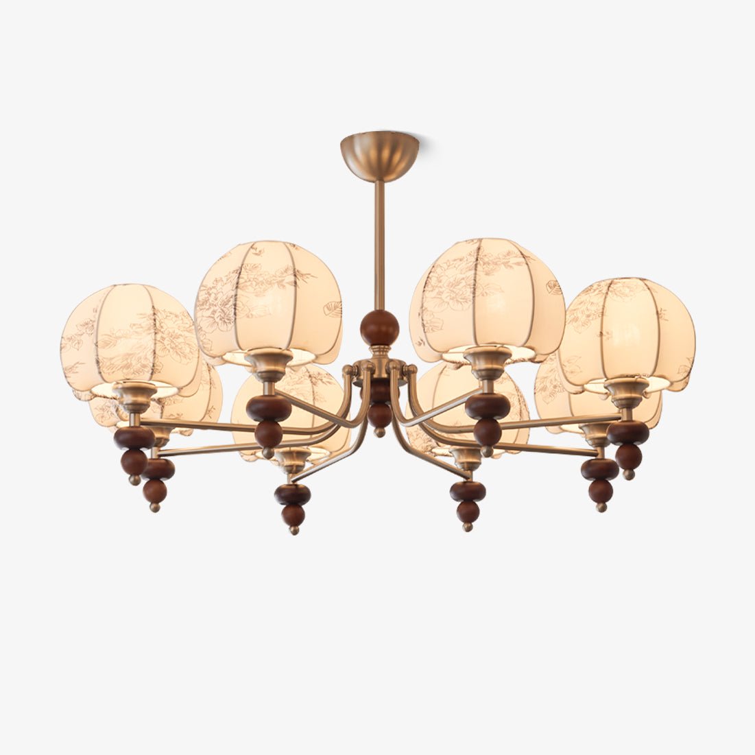 Comirisra Premium Traditionell Blütenblatt Stoff Holz Kronleuchter-Letslighting