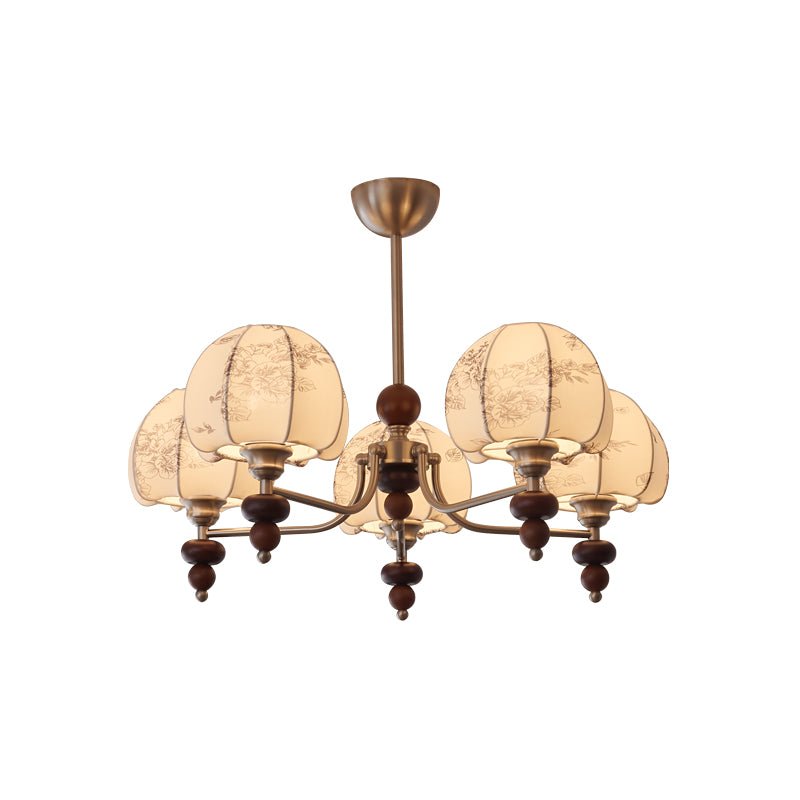 Comirisra Premium Traditionell Blütenblatt Stoff Holz Kronleuchter-Letslighting