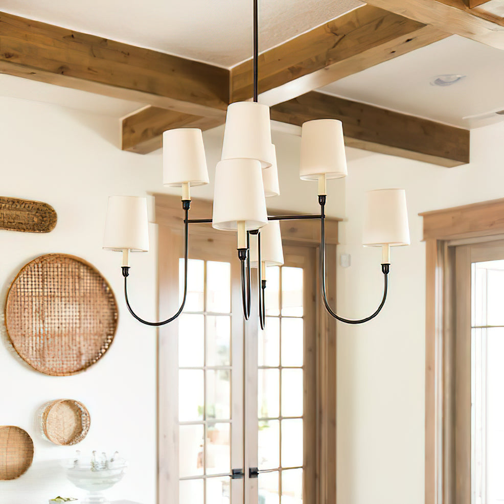 Nyshair Industrieller Vintage Kronleuchter aus Messing mit Stoffbezug-Letslighting