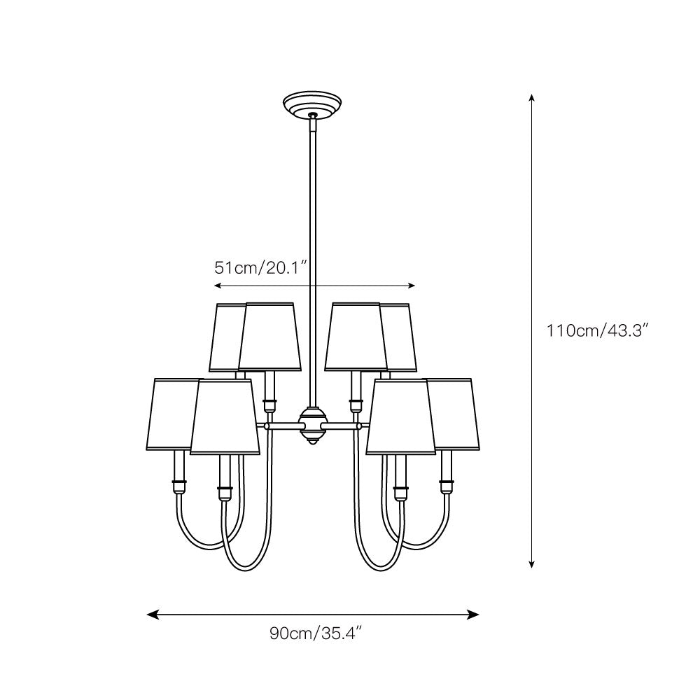Nyshair Industrieller Vintage Kronleuchter aus Messing mit Stoffbezug-Letslighting