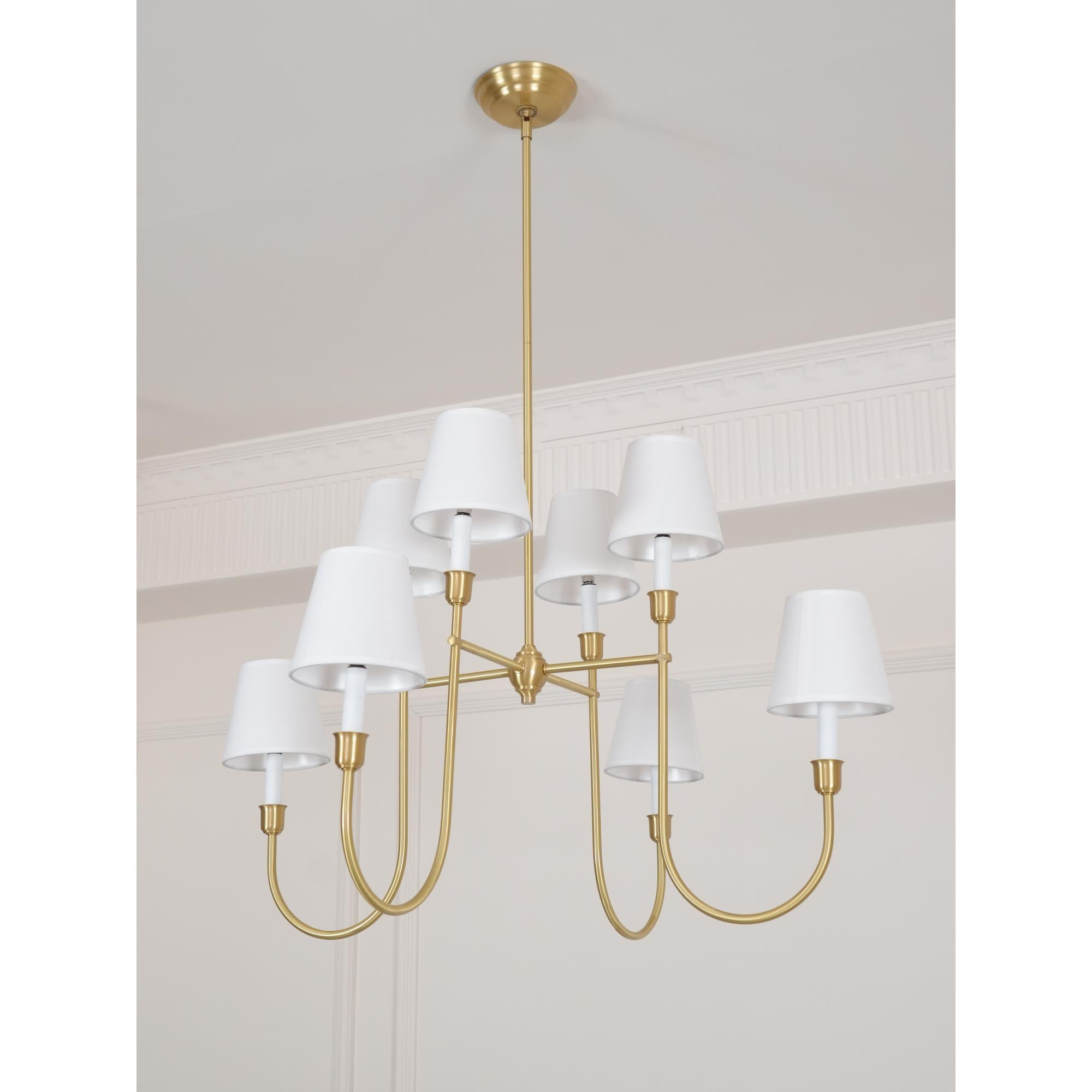 Nyshair Industrieller Vintage Kronleuchter aus Messing mit Stoffbezug-Letslighting