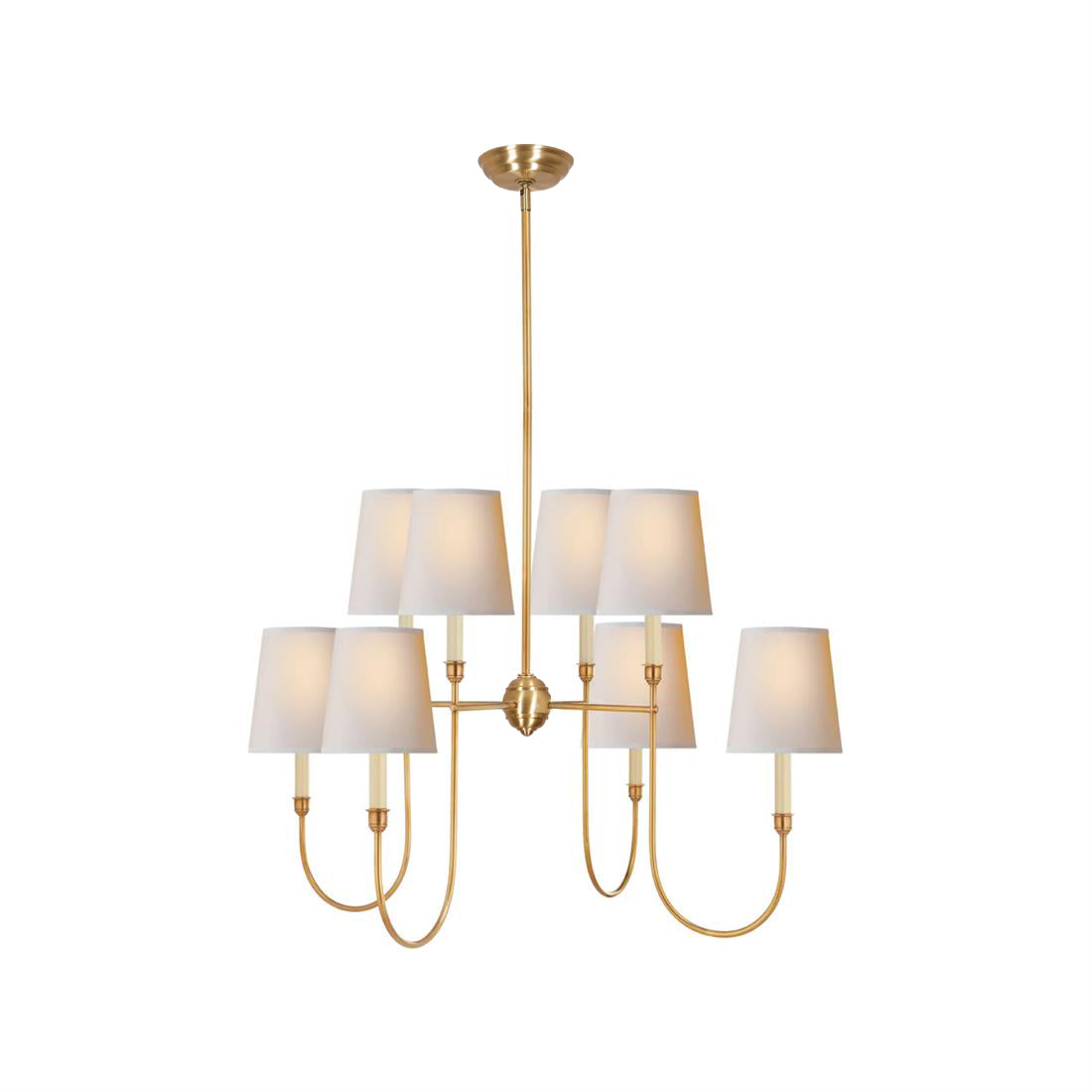 Nyshair Industrieller Vintage Kronleuchter aus Messing mit Stoffbezug-Letslighting