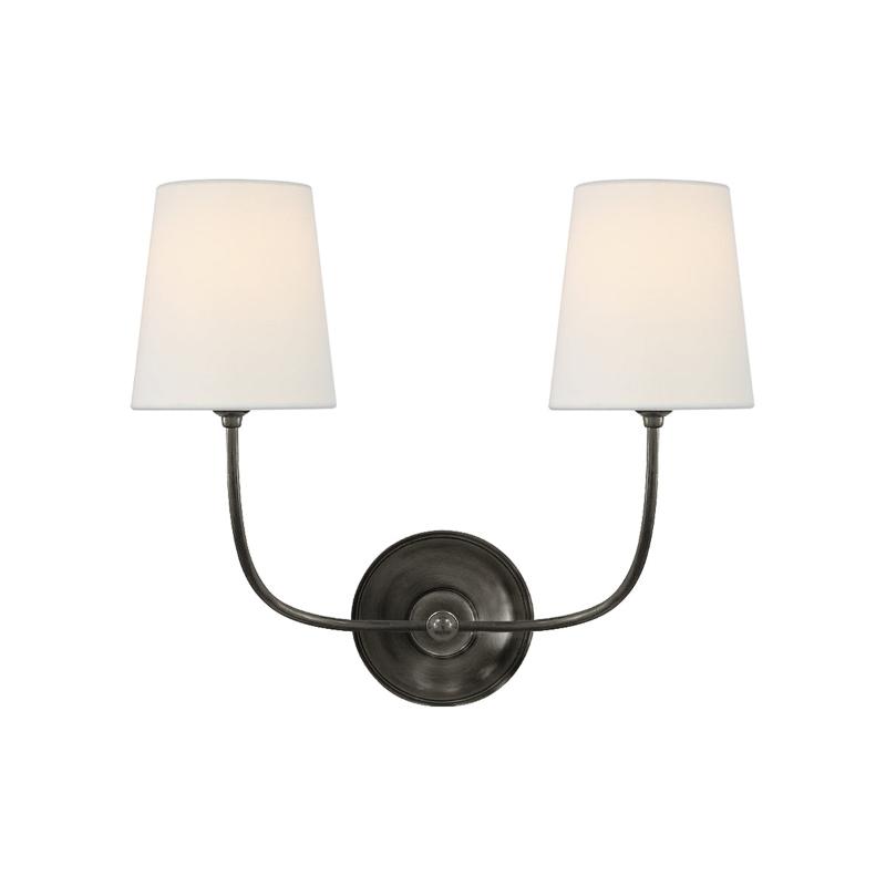 Victor Wandleuchte in Schwarzbronze mit Stoffschirm