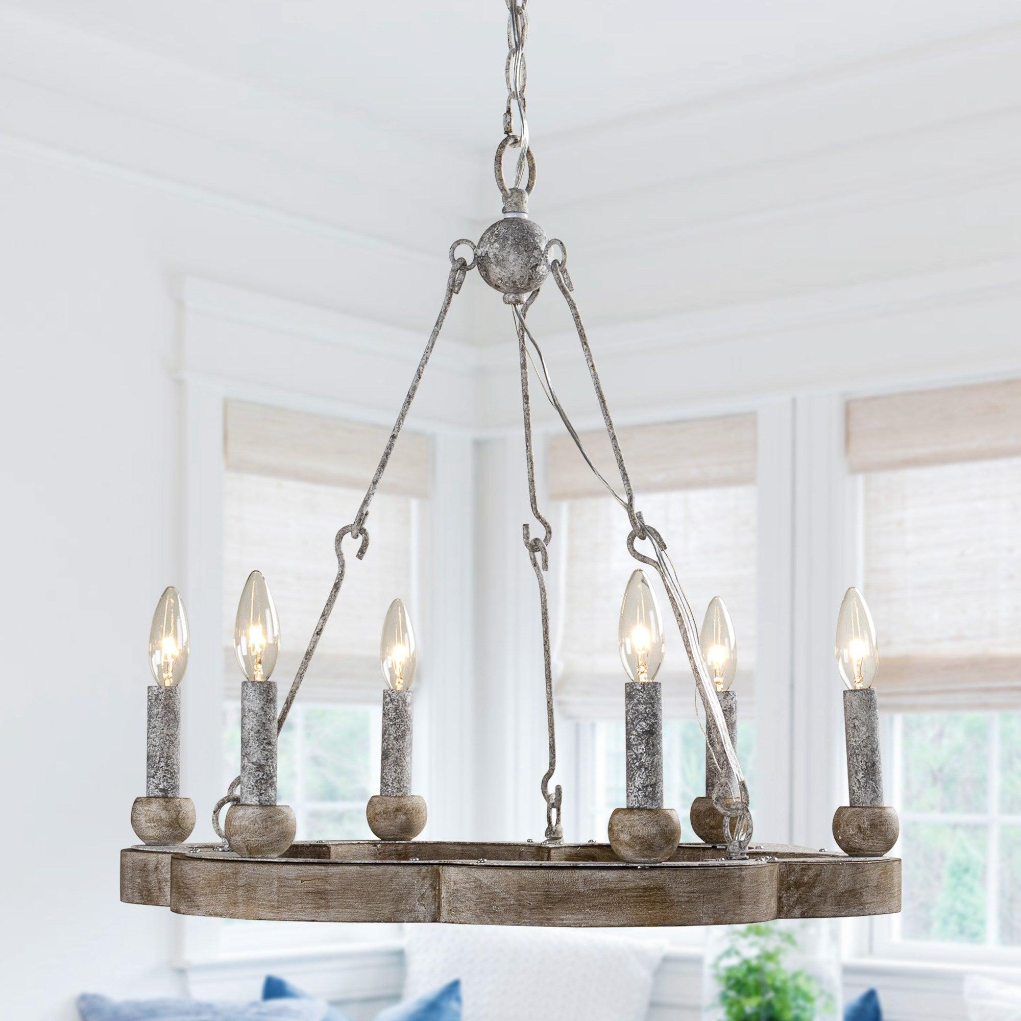 Mysilora Industrieller Vintage Kronleuchter aus Holz-Letslighting