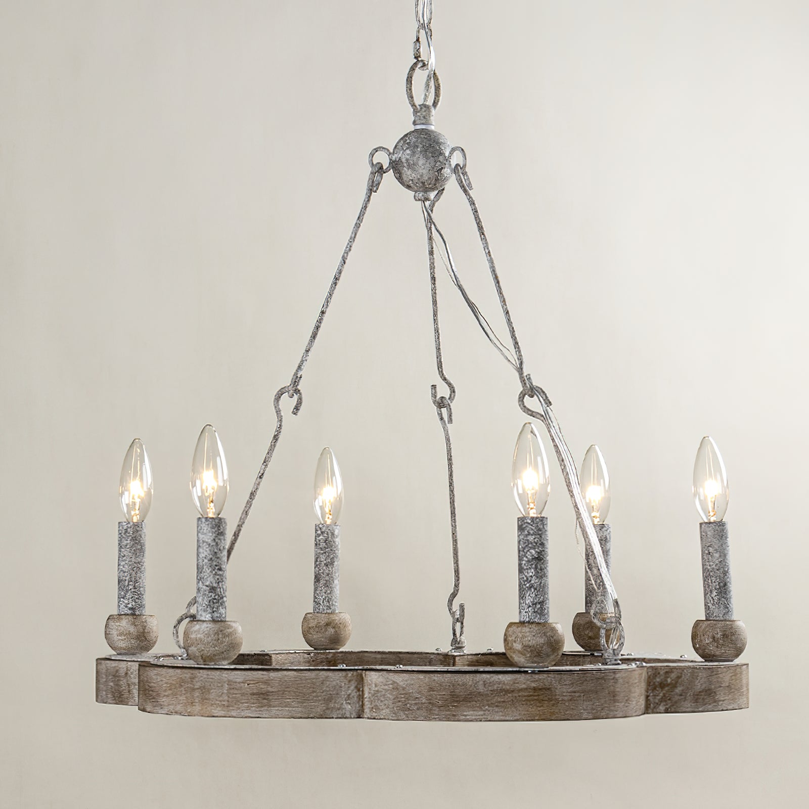Mysilora Industrieller Vintage Kronleuchter aus Holz-Letslighting