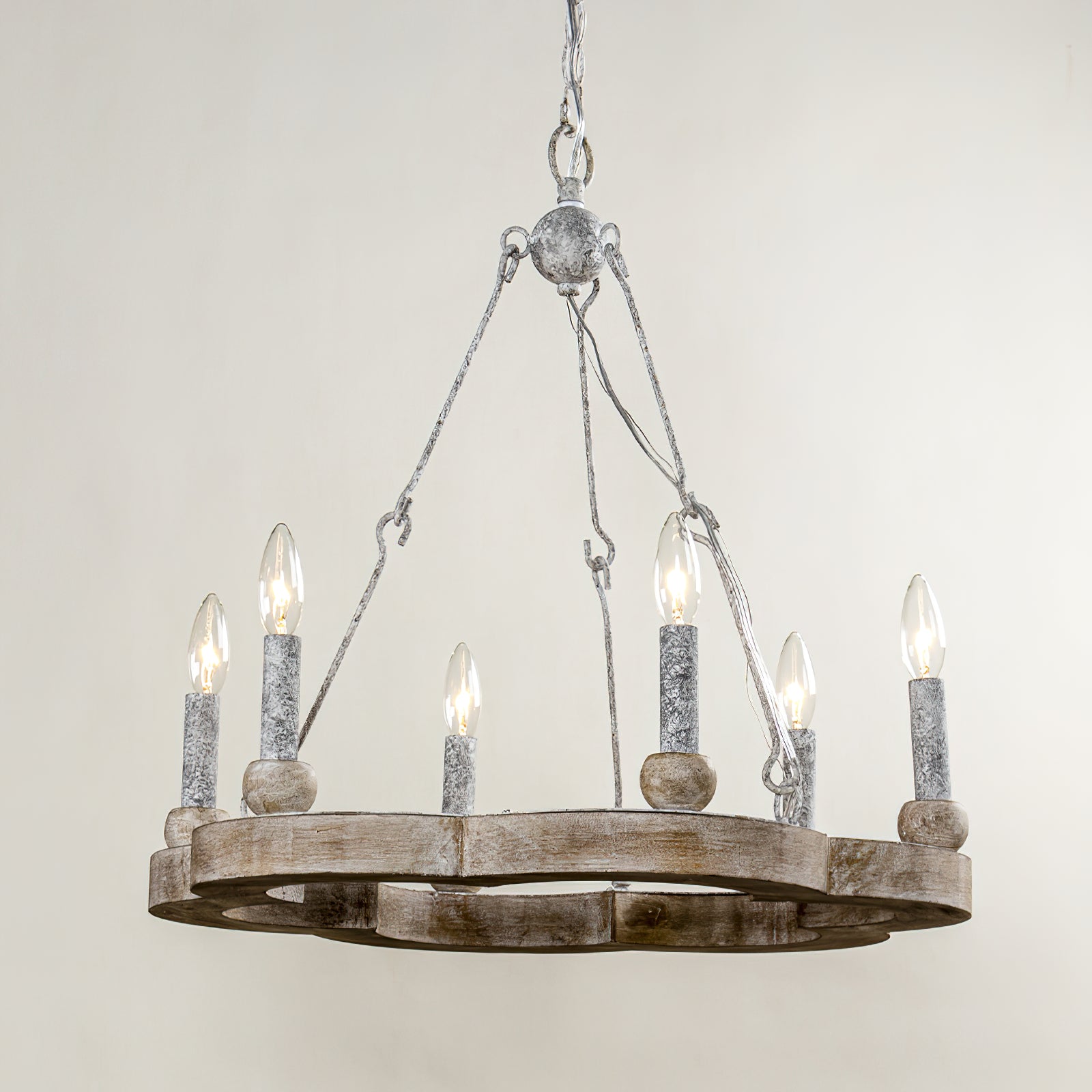 Mysilora Industrieller Vintage Kronleuchter aus Holz-Letslighting