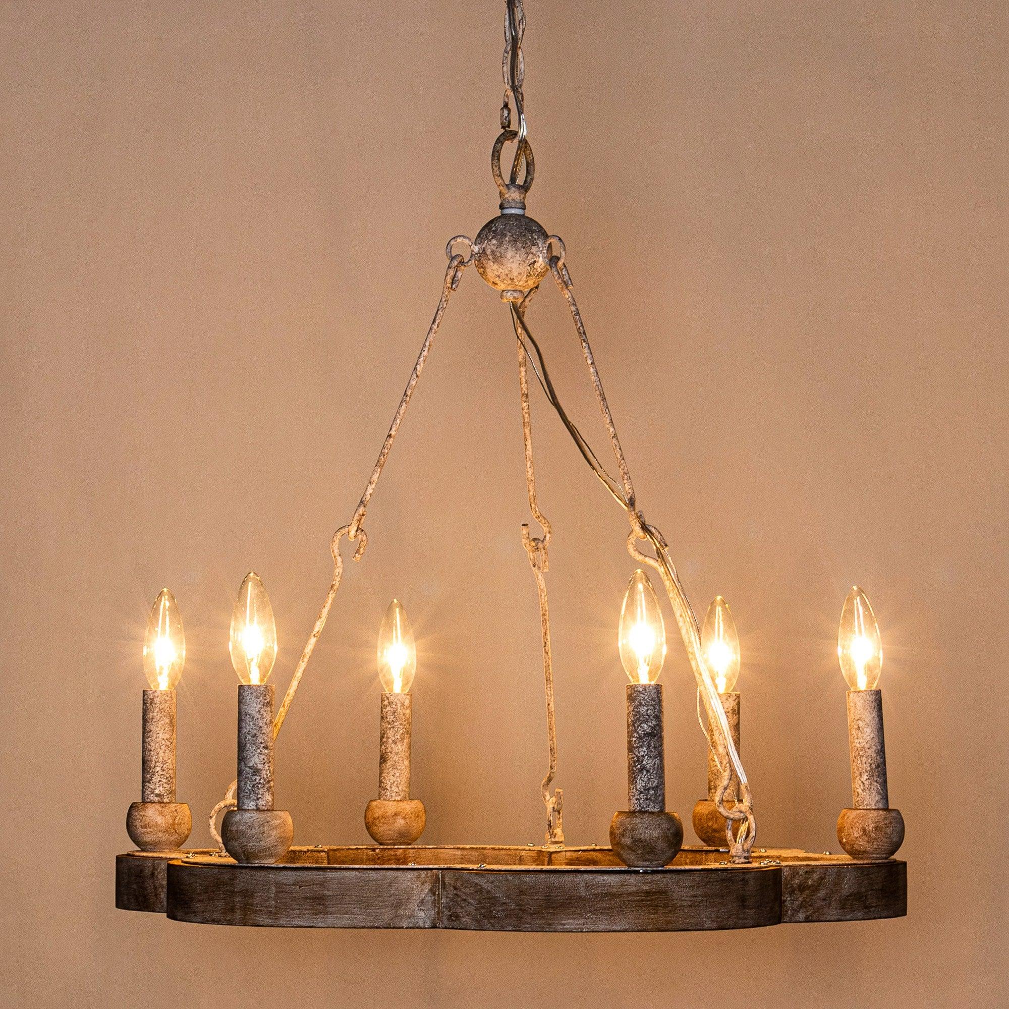 Mysilora Industrieller Vintage Kronleuchter aus Holz-Letslighting