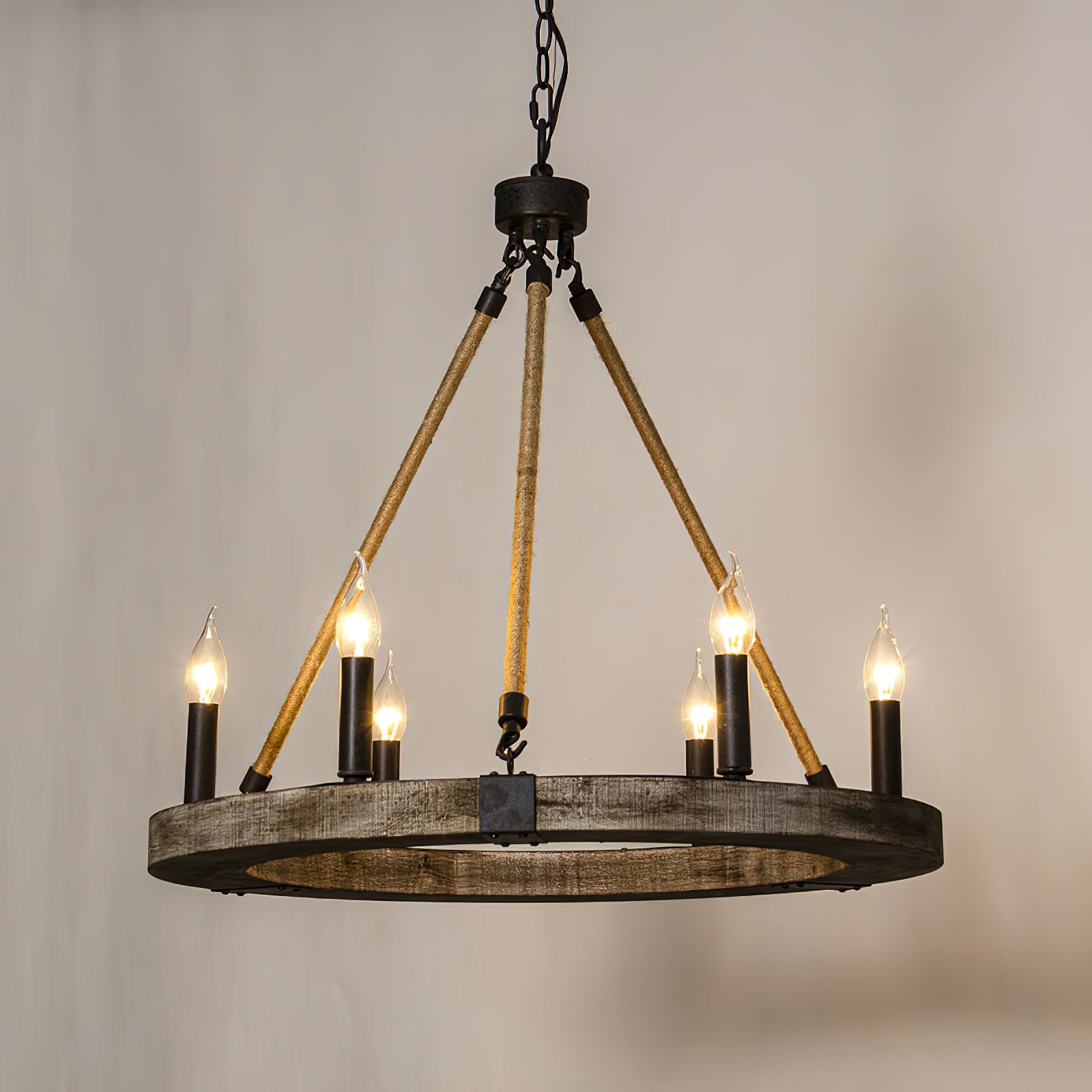 Mysilora Industrieller Vintage Kronleuchter aus Holz-Letslighting