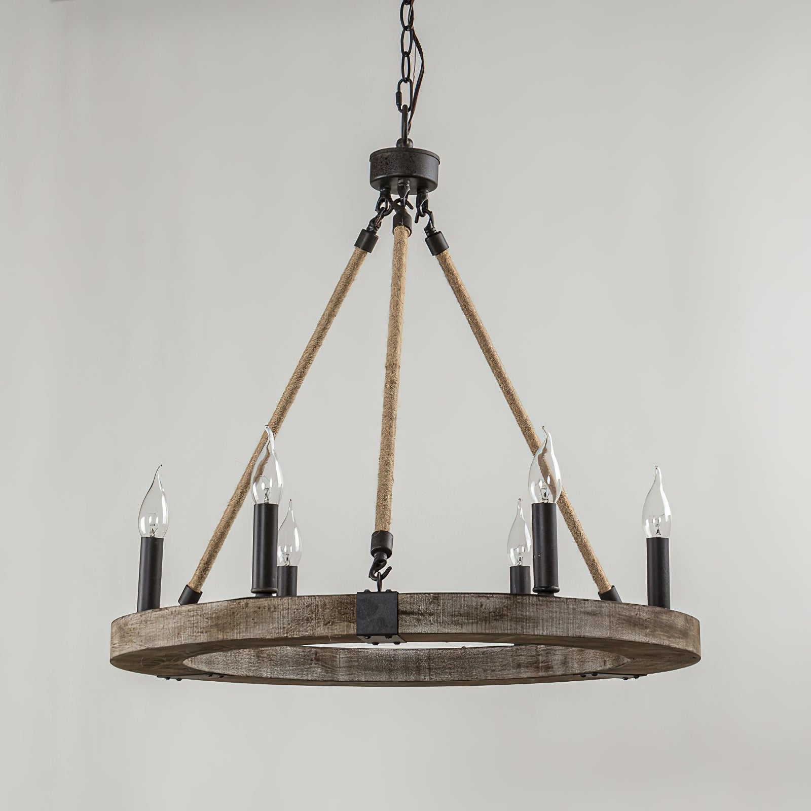 Mysilora Industrieller Vintage Kronleuchter aus Holz-Letslighting