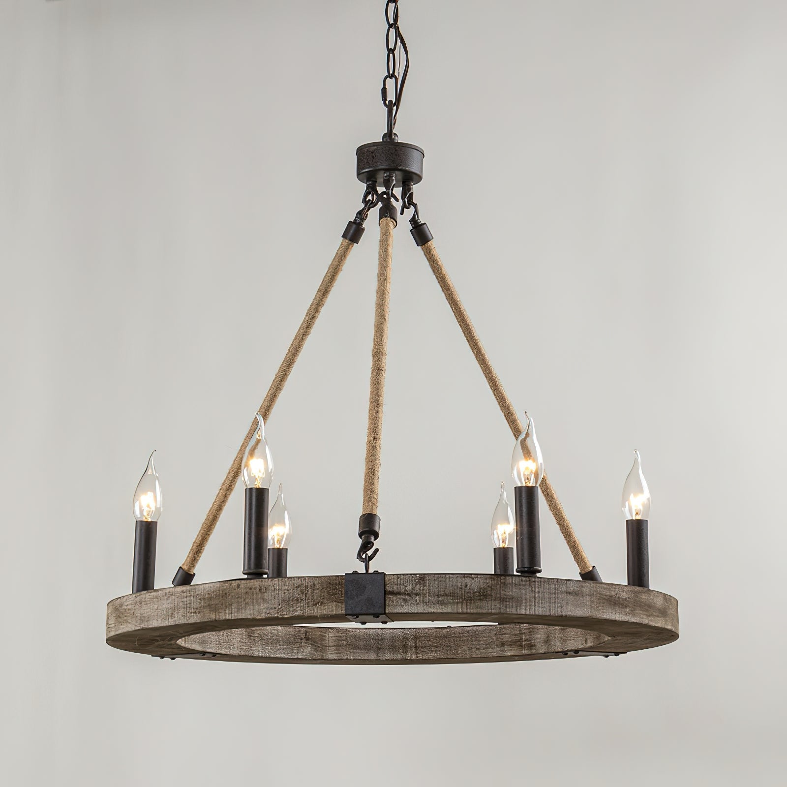 Mysilora Industrieller Vintage Kronleuchter aus Holz-Letslighting