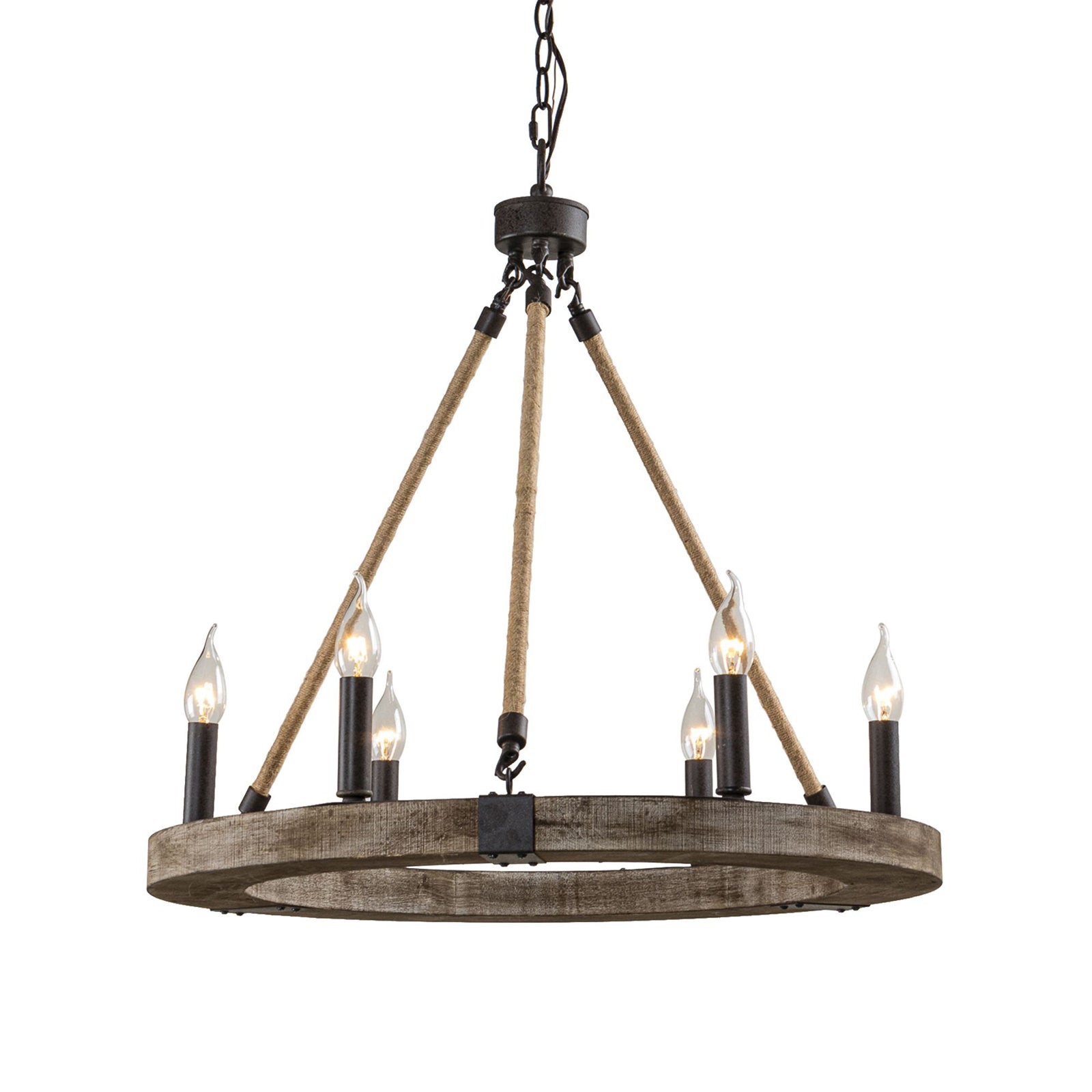 Mysilora Industrieller Vintage Kronleuchter aus Holz-Letslighting