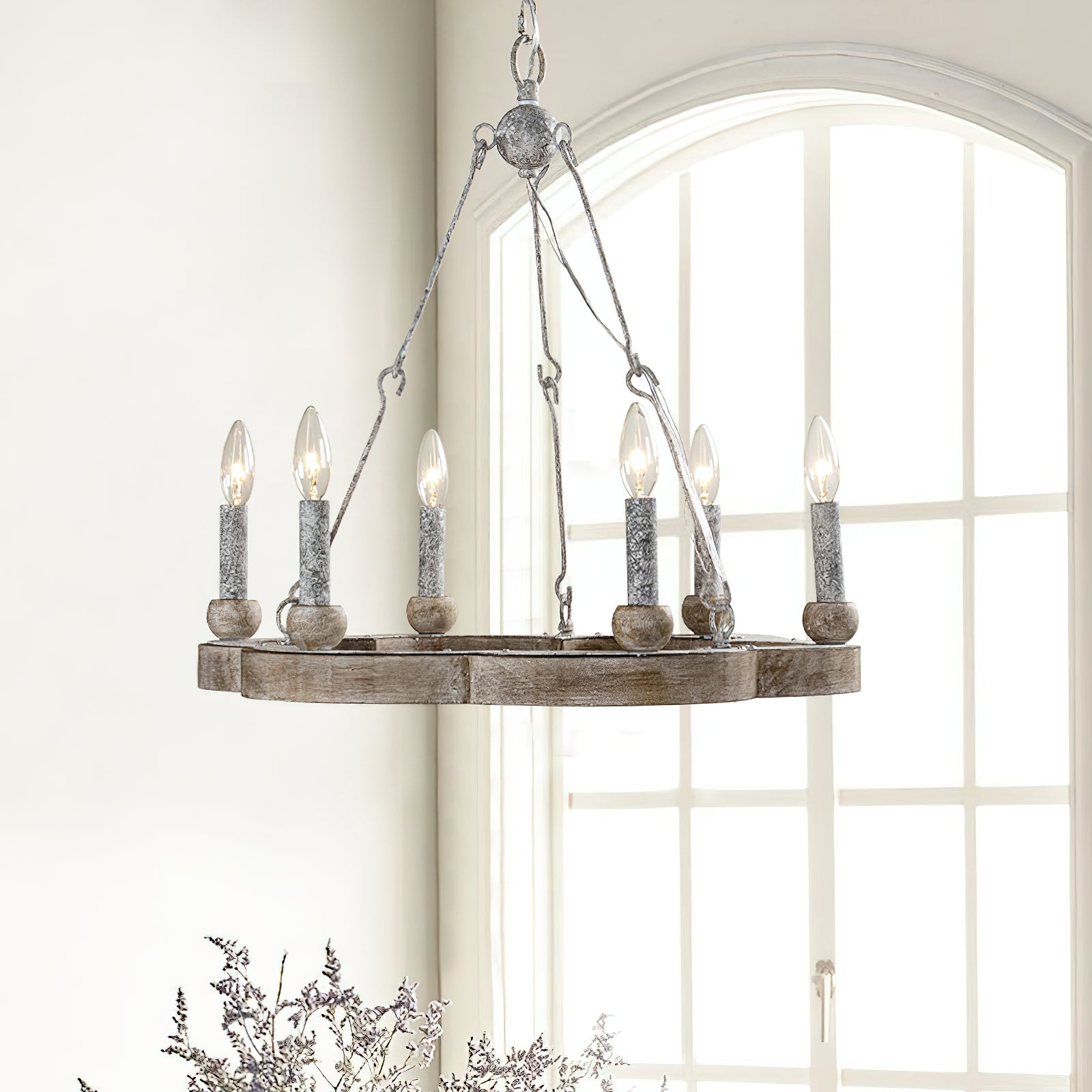 Mysilora Industrieller Vintage Kronleuchter aus Holz-Letslighting