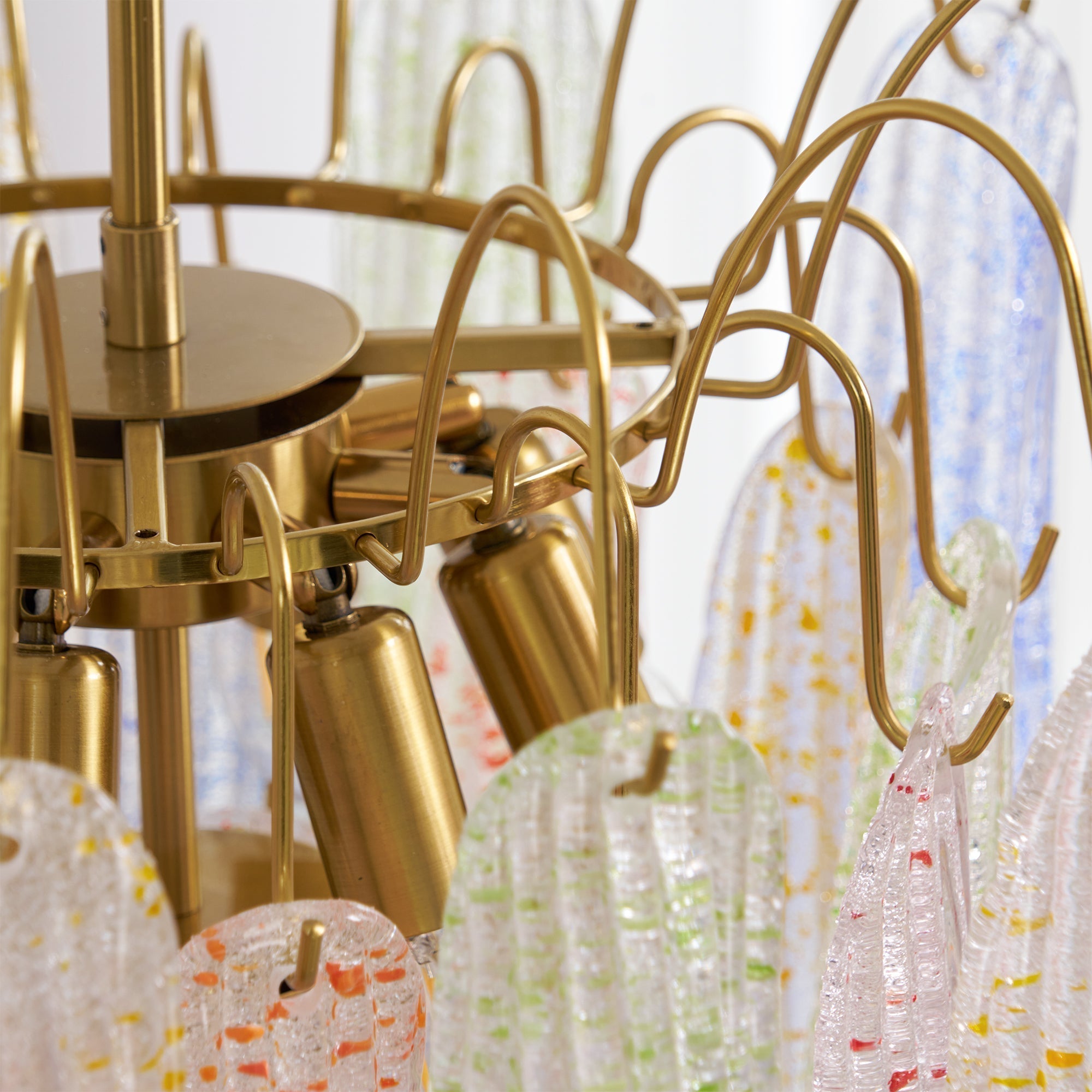 Chandelier Glass Petals Metal Frame Colorful Artistic Ambience - Letslighting