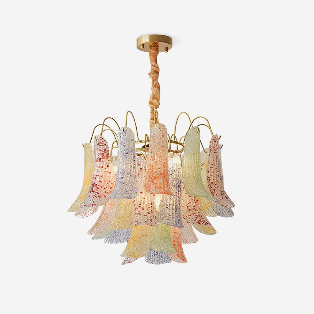 Chandelier Glass Petals Metal Frame Colorful Artistic Ambience - Letslighting