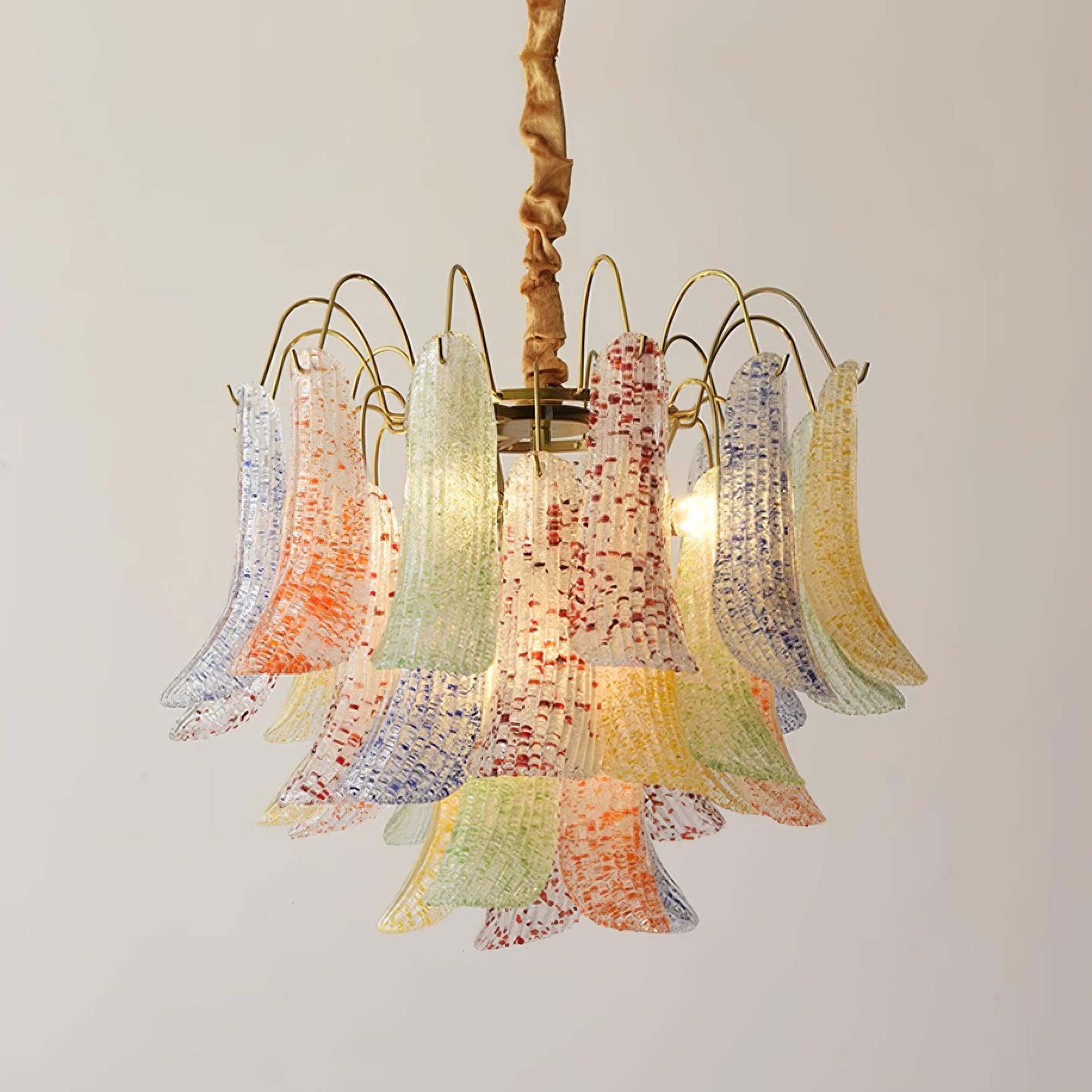 Chandelier Glass Petals Metal Frame Colorful Artistic Ambience - Letslighting