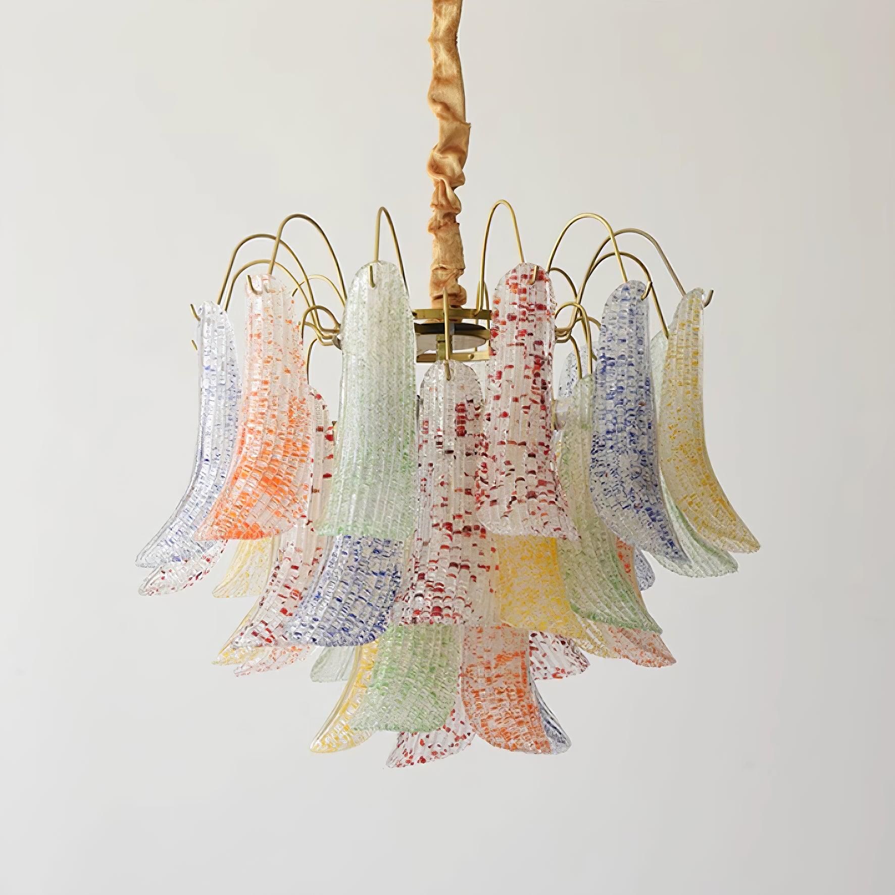 Chandelier Glass Petals Metal Frame Colorful Artistic Ambience - Letslighting