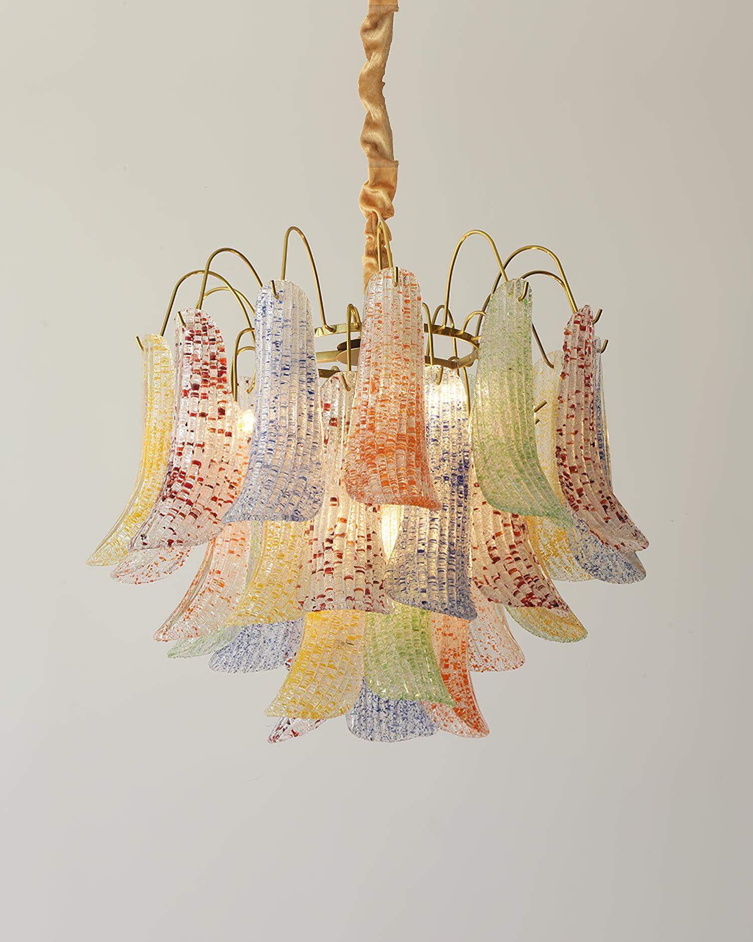 Chandelier Glass Petals Metal Frame Colorful Artistic Ambience - Letslighting