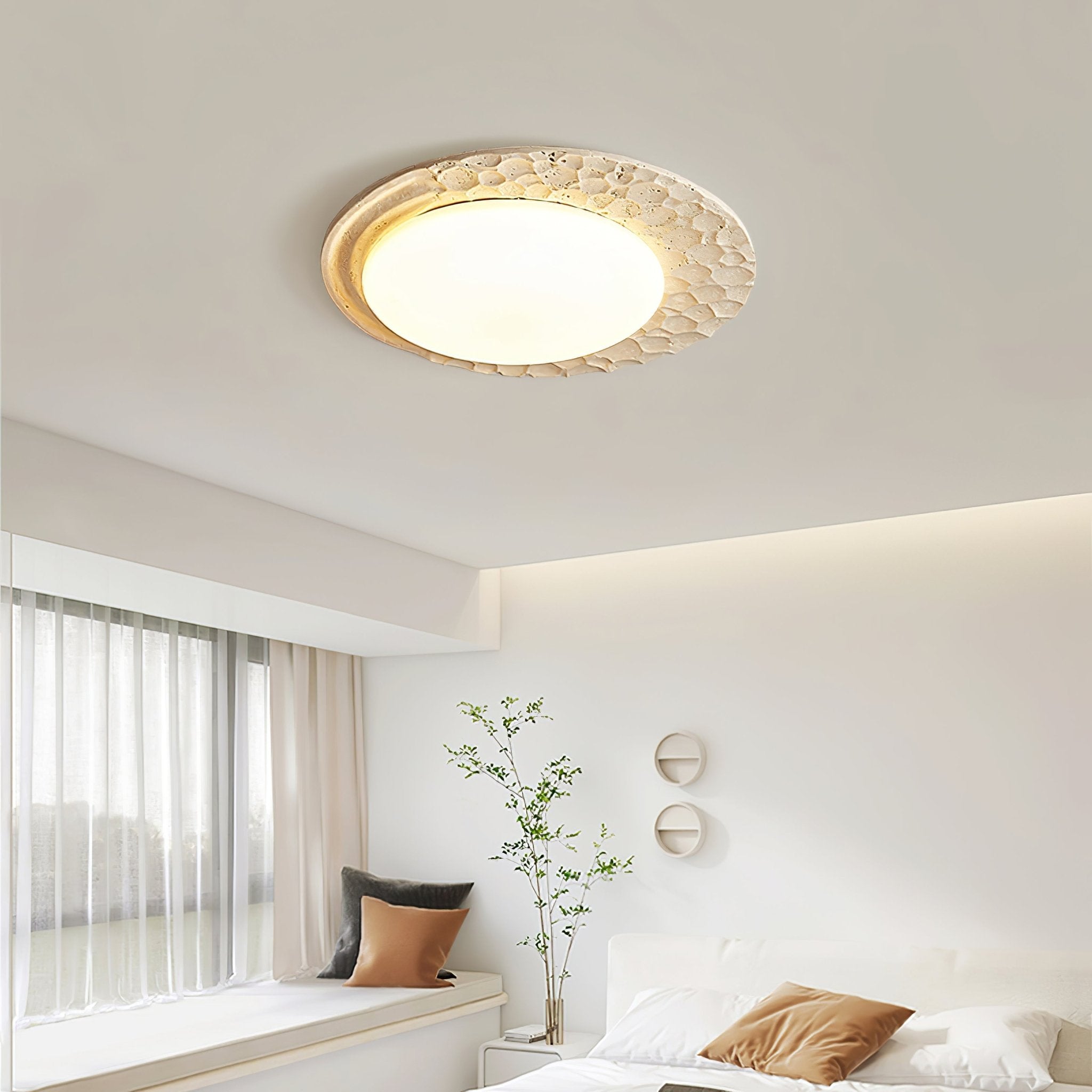 Ivsoris Textured Travertine Ceiling Light - Neutralighting