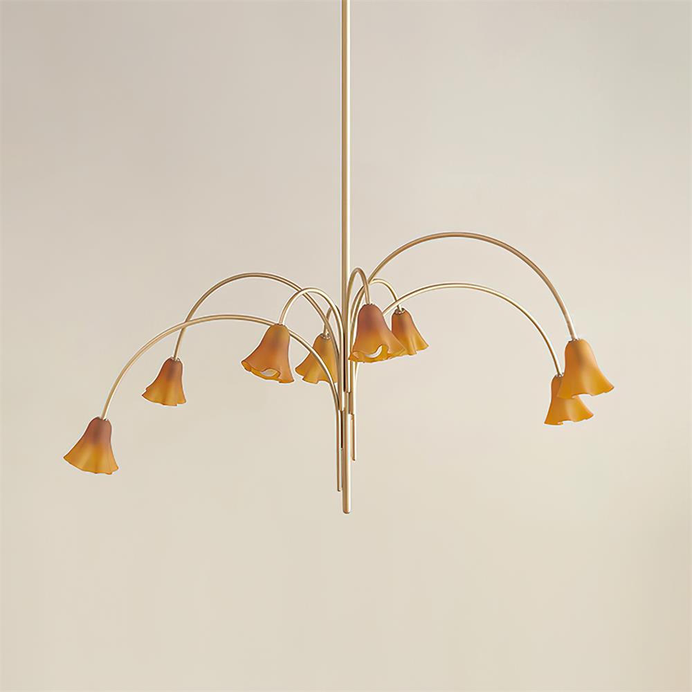 Kronleuchter Blumenförmig Glas Schirme Auf Gold Metall Armen Essen-Letslighting