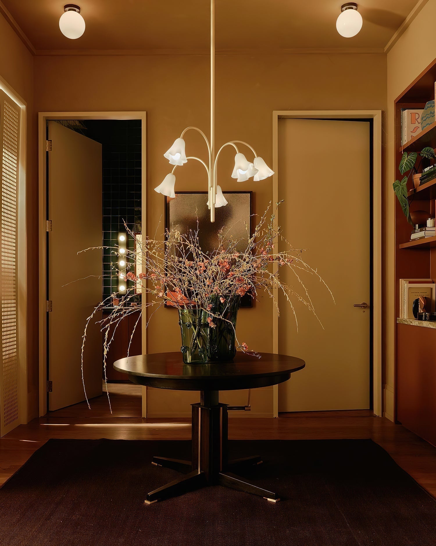 Kronleuchter Blumenförmig Glas Schirme Auf Gold Metall Armen Essen-Letslighting