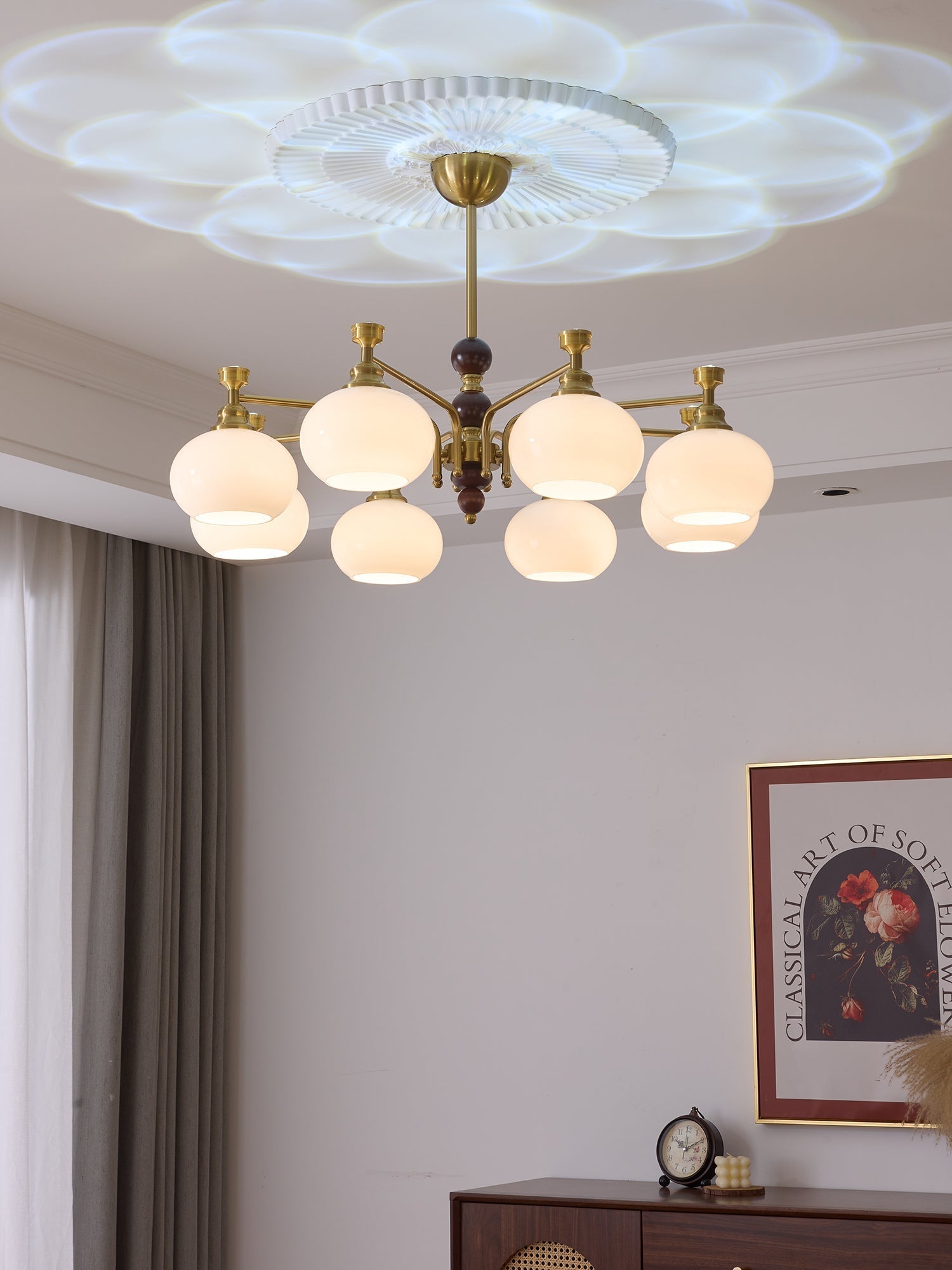 Aursolos Traditioneller Eleganz Holz-Glas Kronleuchter-Letslighting