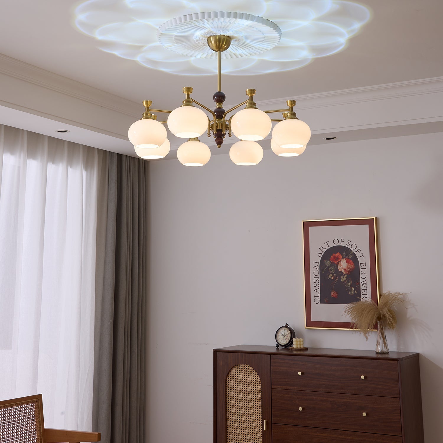 Aursolos Traditioneller Eleganz Holz-Glas Kronleuchter-Letslighting