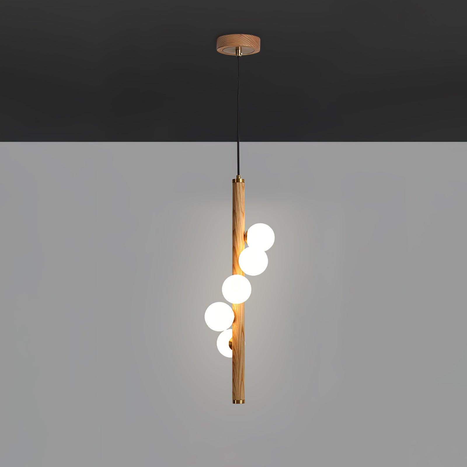 Lustra Pendelleuchte Holz Glas Linear-Letslighting