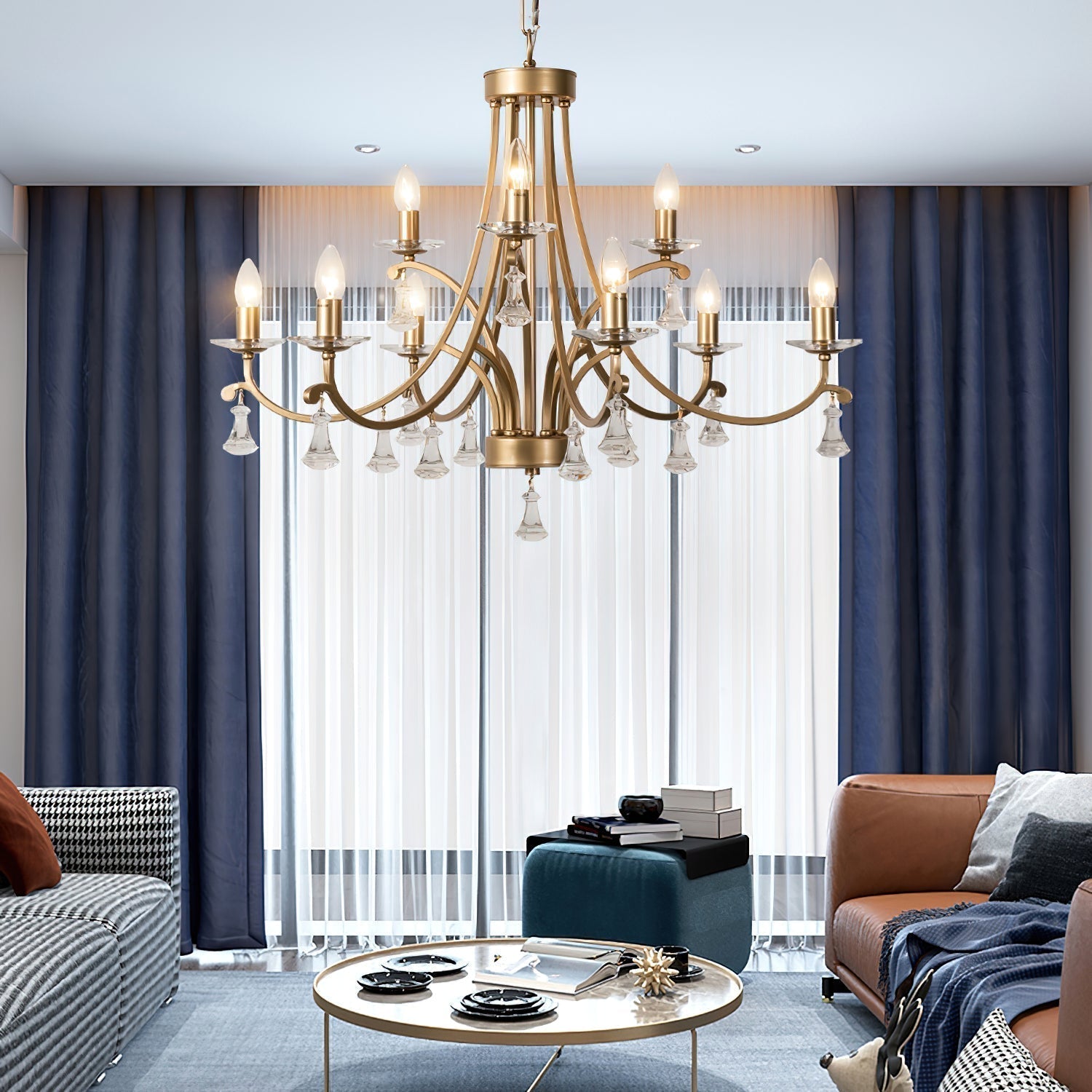 Cuvenara Postmoderner Luxus Messing-Kristall-Kronleuchter-Letslighting