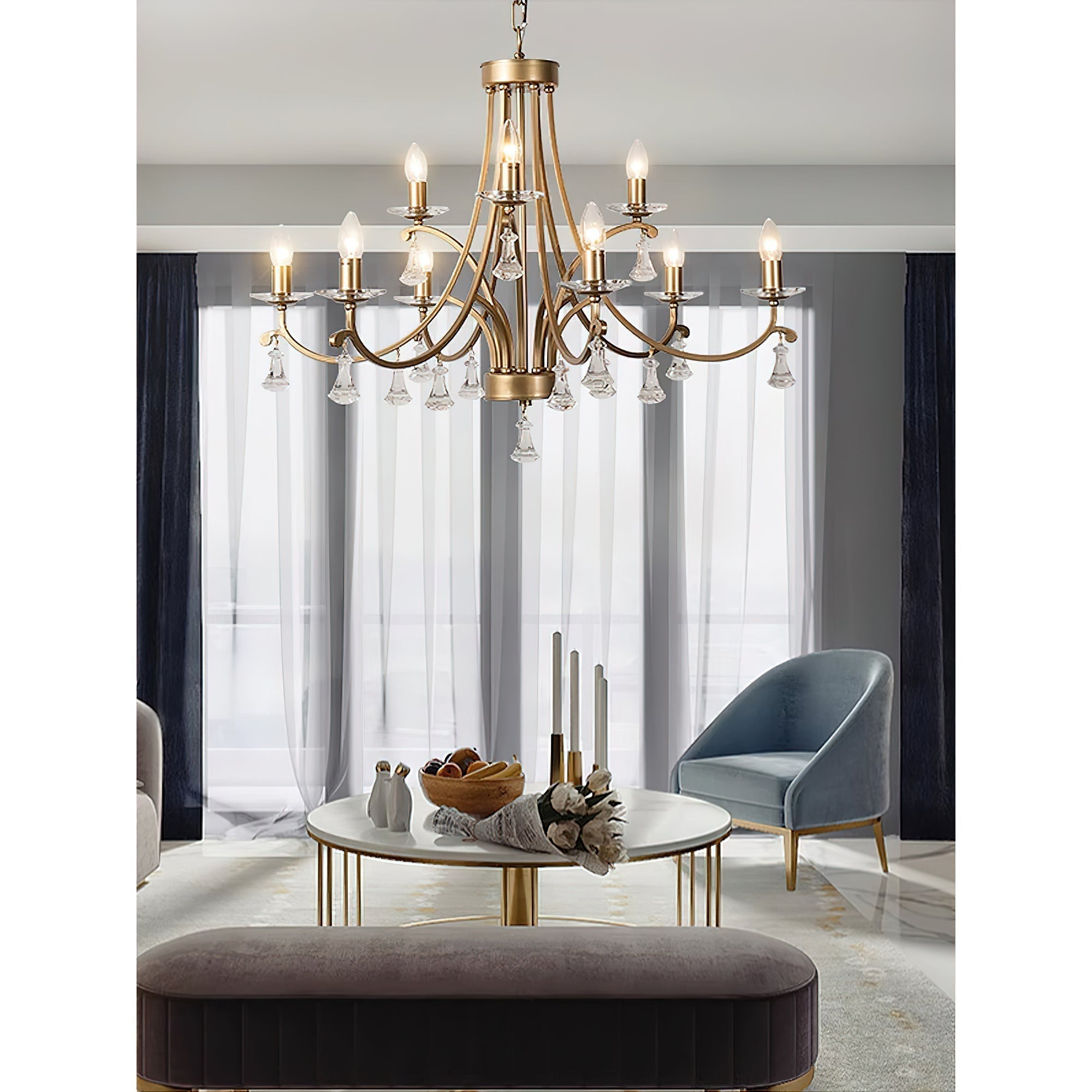 Cuvenara Postmoderner Luxus Messing-Kristall-Kronleuchter-Letslighting