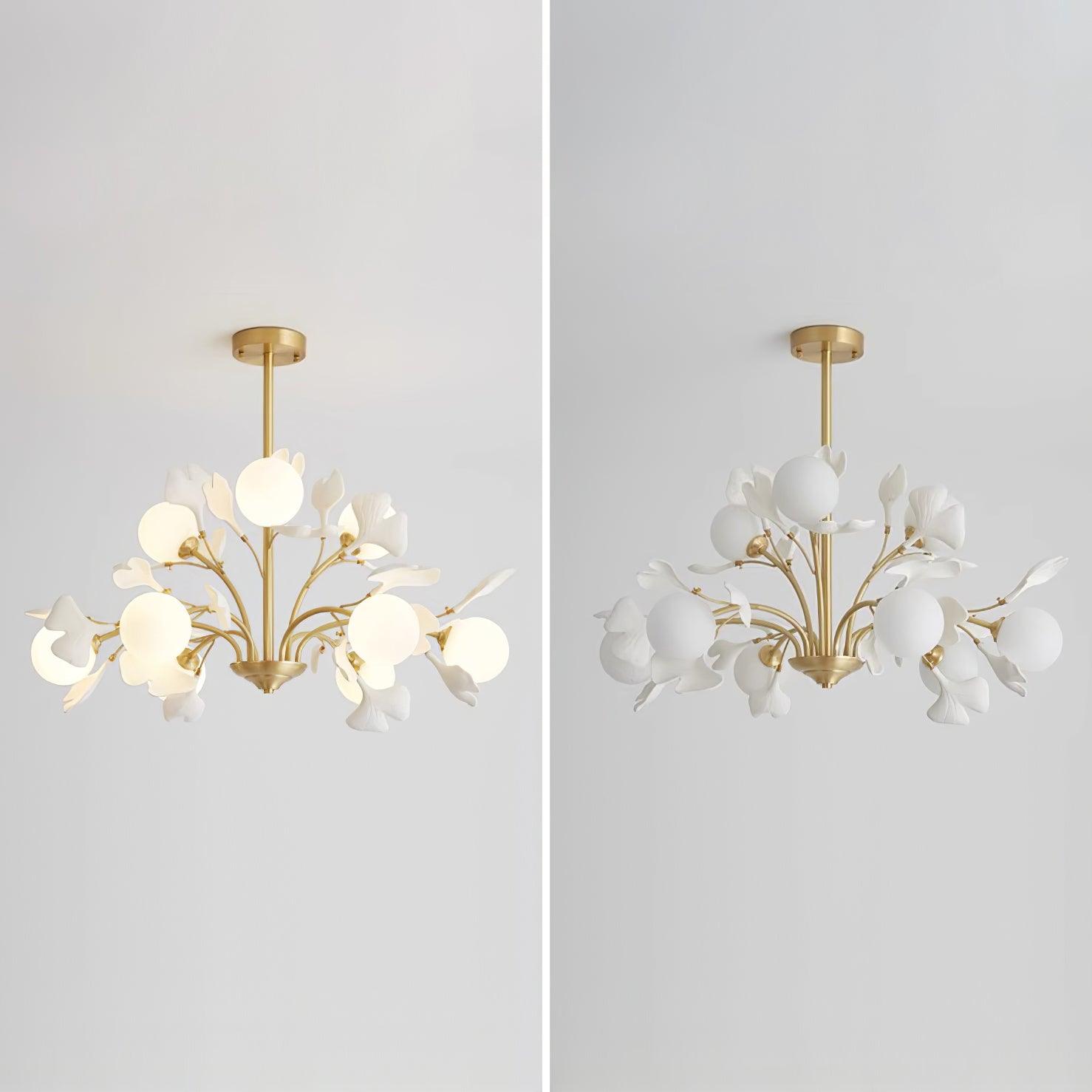 Ginkgo Leaf Chandelier with Frosted Glass Globes - Letslighting