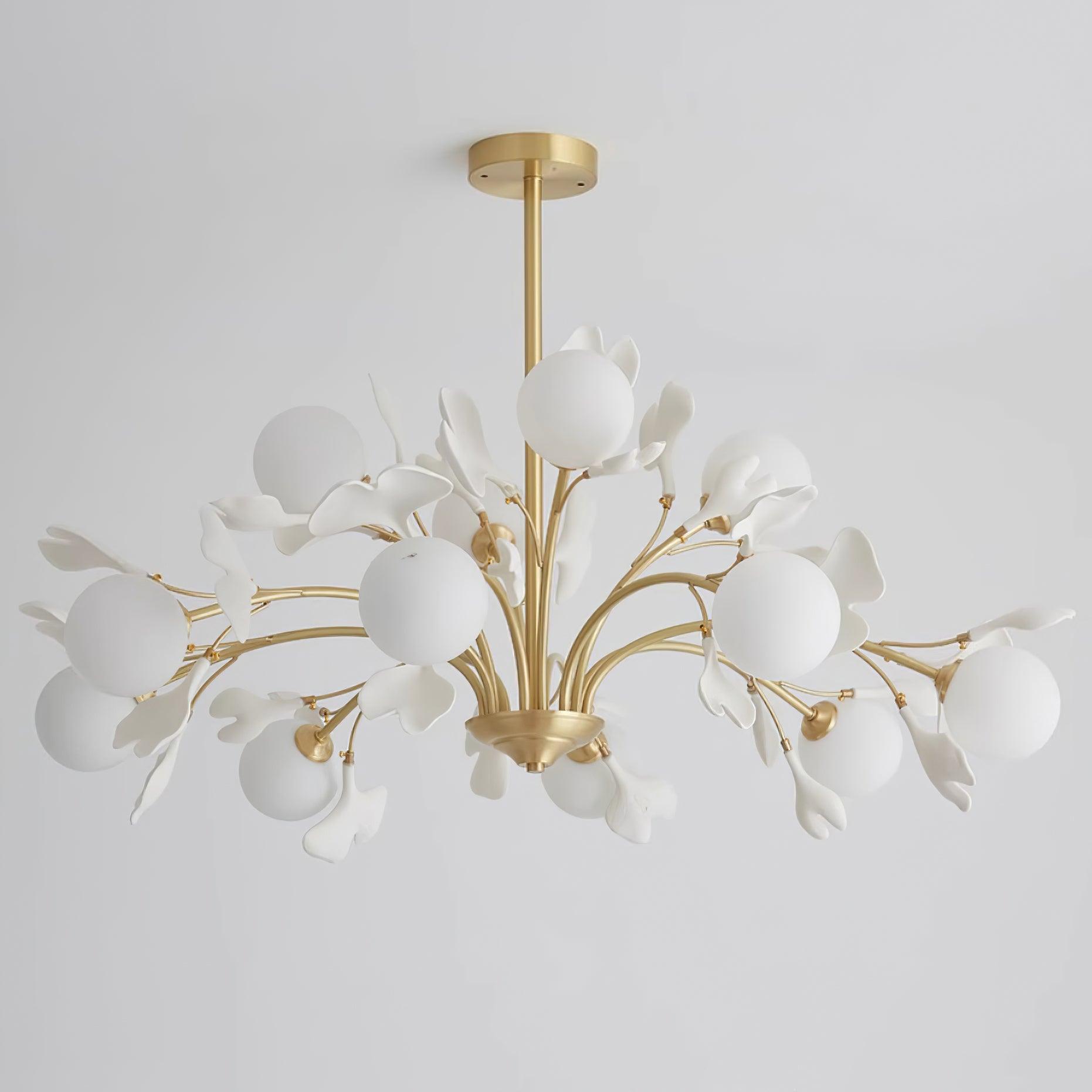 Ginkgo Leaf Chandelier with Frosted Glass Globes - Letslighting