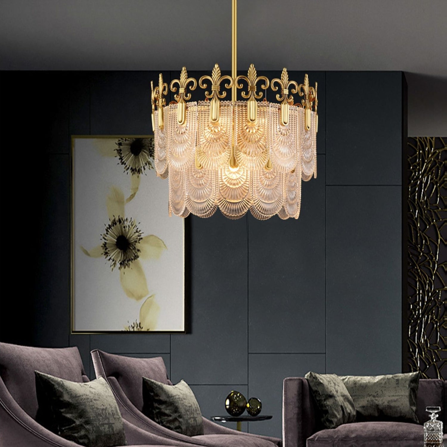 Cashaor Postmoderner Luxus Messing Glas Kronleuchter-Letslighting