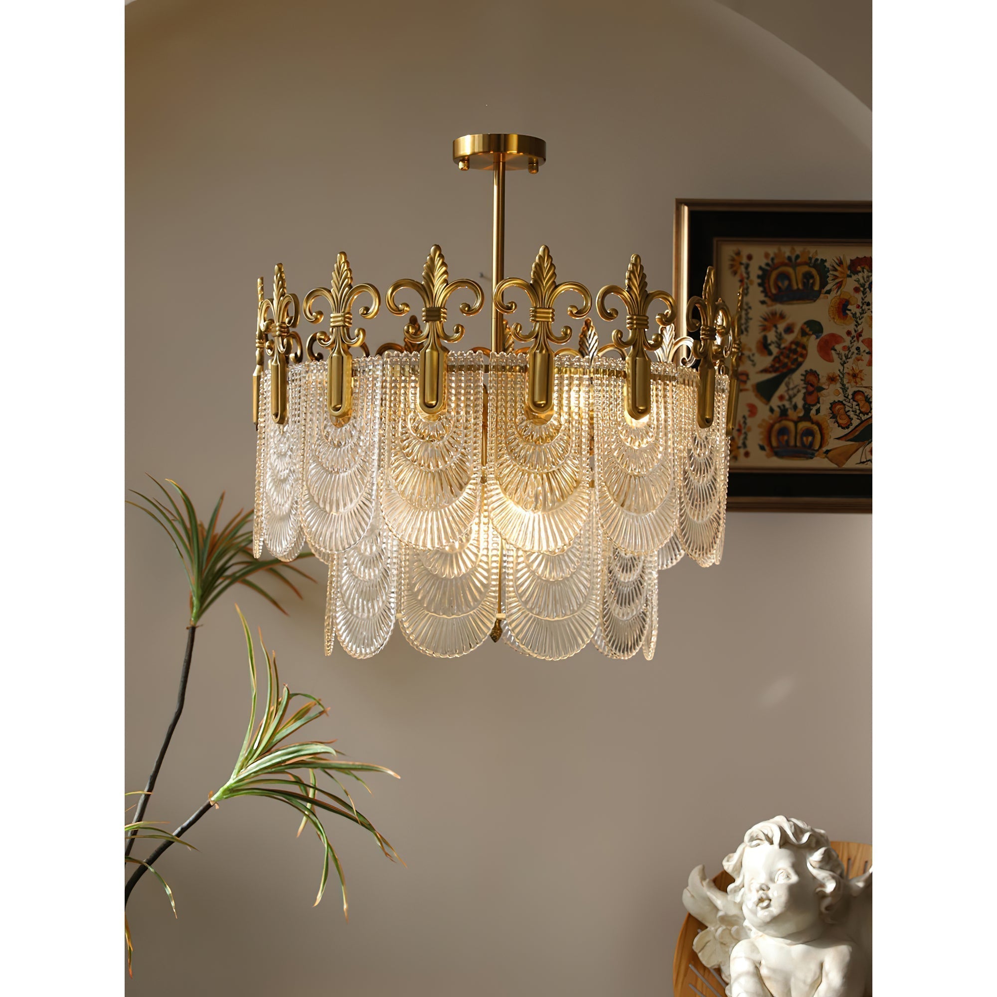 Cashaor Postmoderner Luxus Messing Glas Kronleuchter-Letslighting