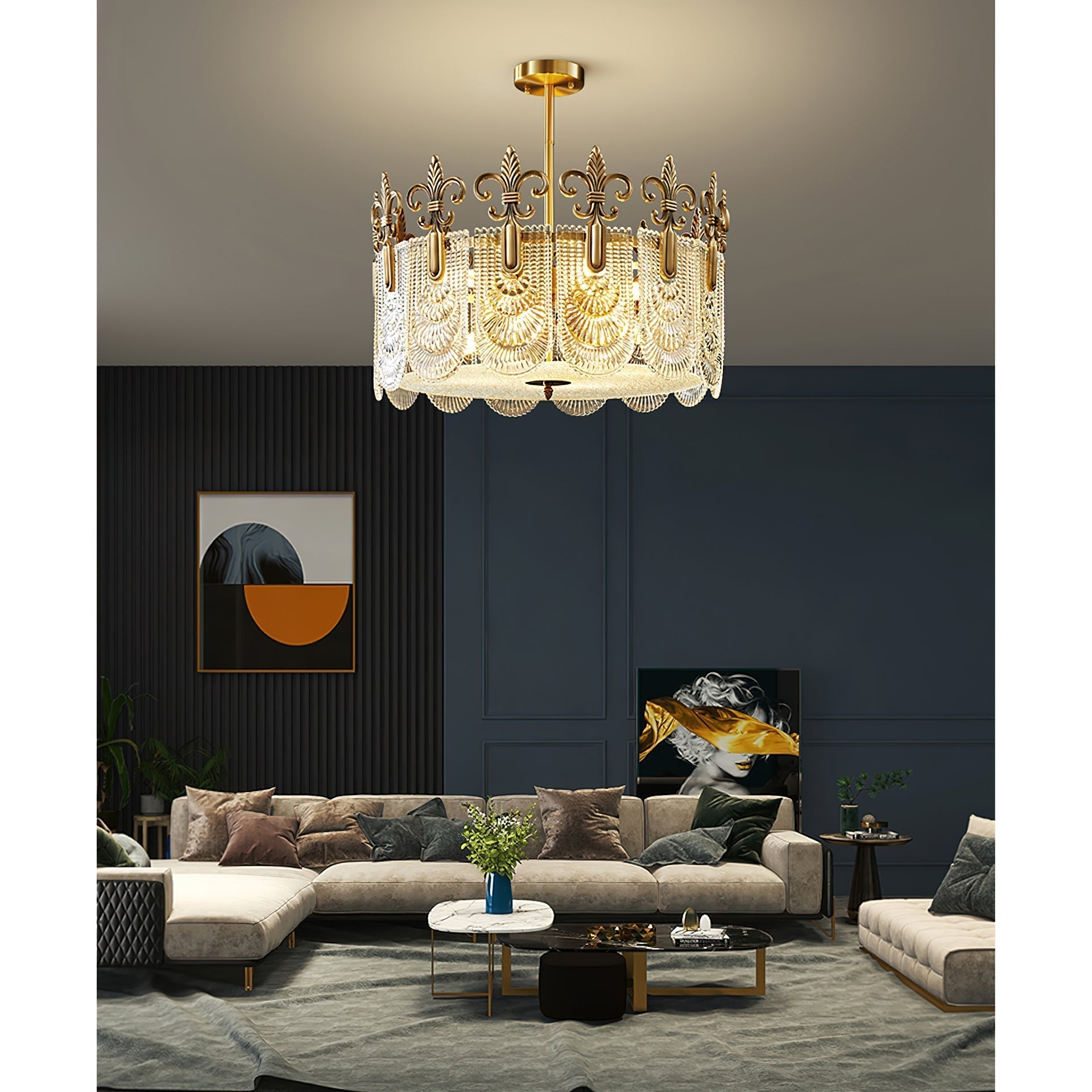 Cashaor Postmoderner Luxus Messing Glas Kronleuchter-Letslighting