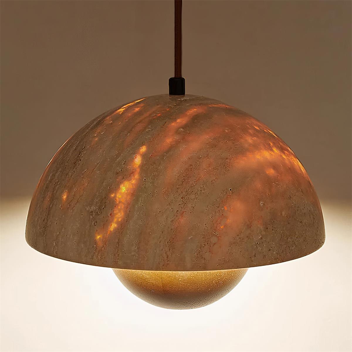 Ritta Travertine Pendant Lamp Wood - Letslighting