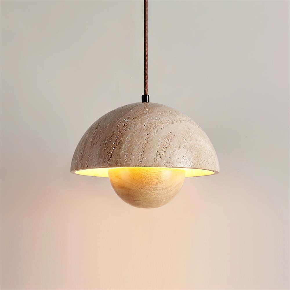 Ritta Travertine Pendant Lamp Wood - Letslighting