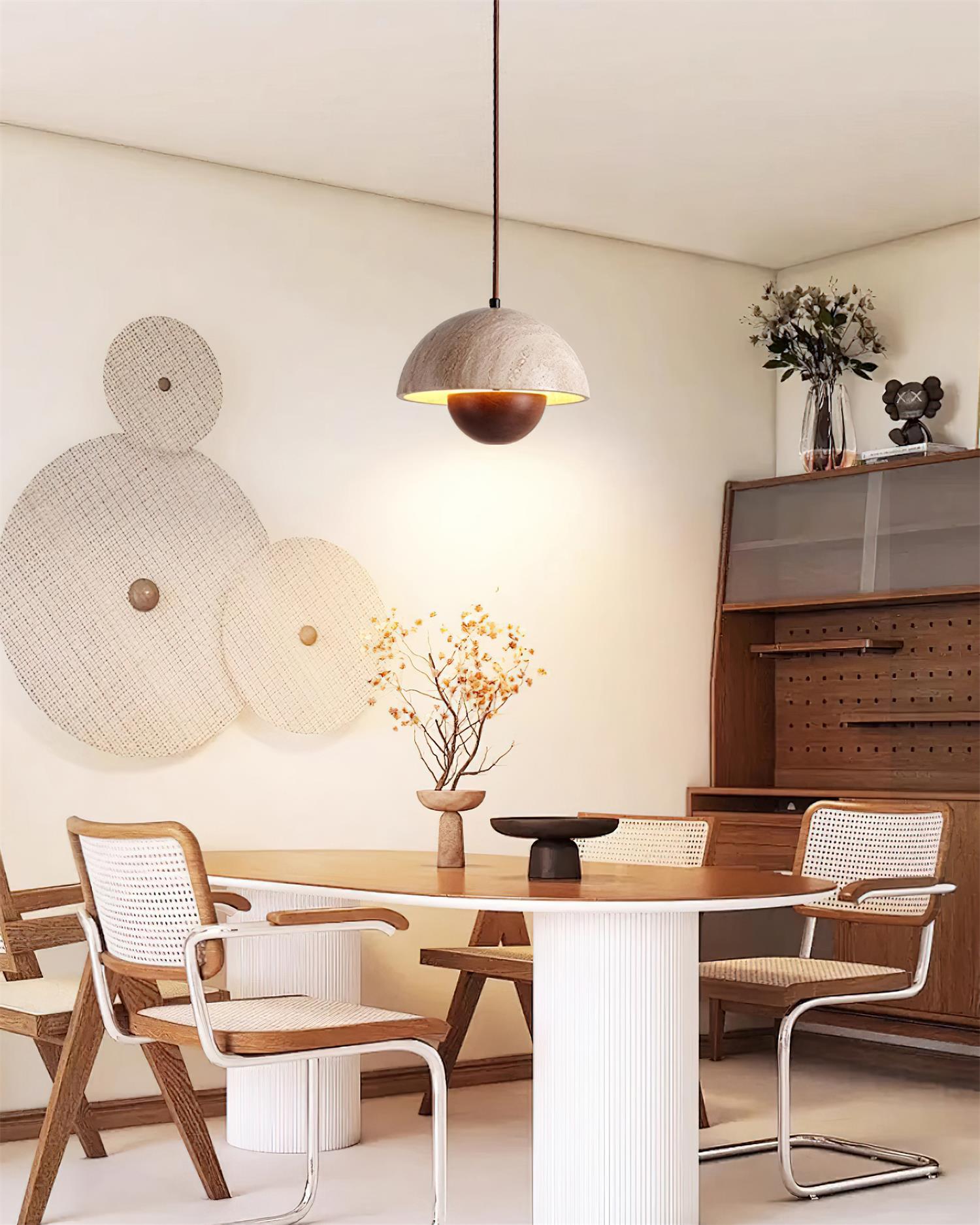 Ritta Travertine Pendant Lamp Wood - Letslighting