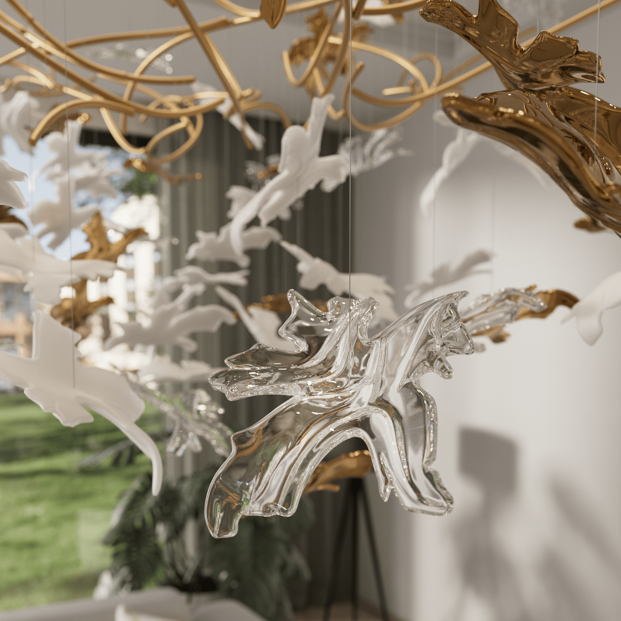 Arinan Kronleuchter aus Floralem Glas-Letslighting