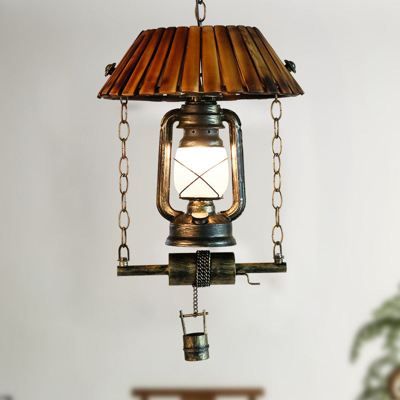 Silva Vintage LED Pendelleuchte Design Bambus Schlafzimmer