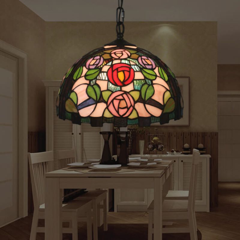 Arisha Vintage LED Pendelleuchte Rose Glas Metall Wohnzimmer